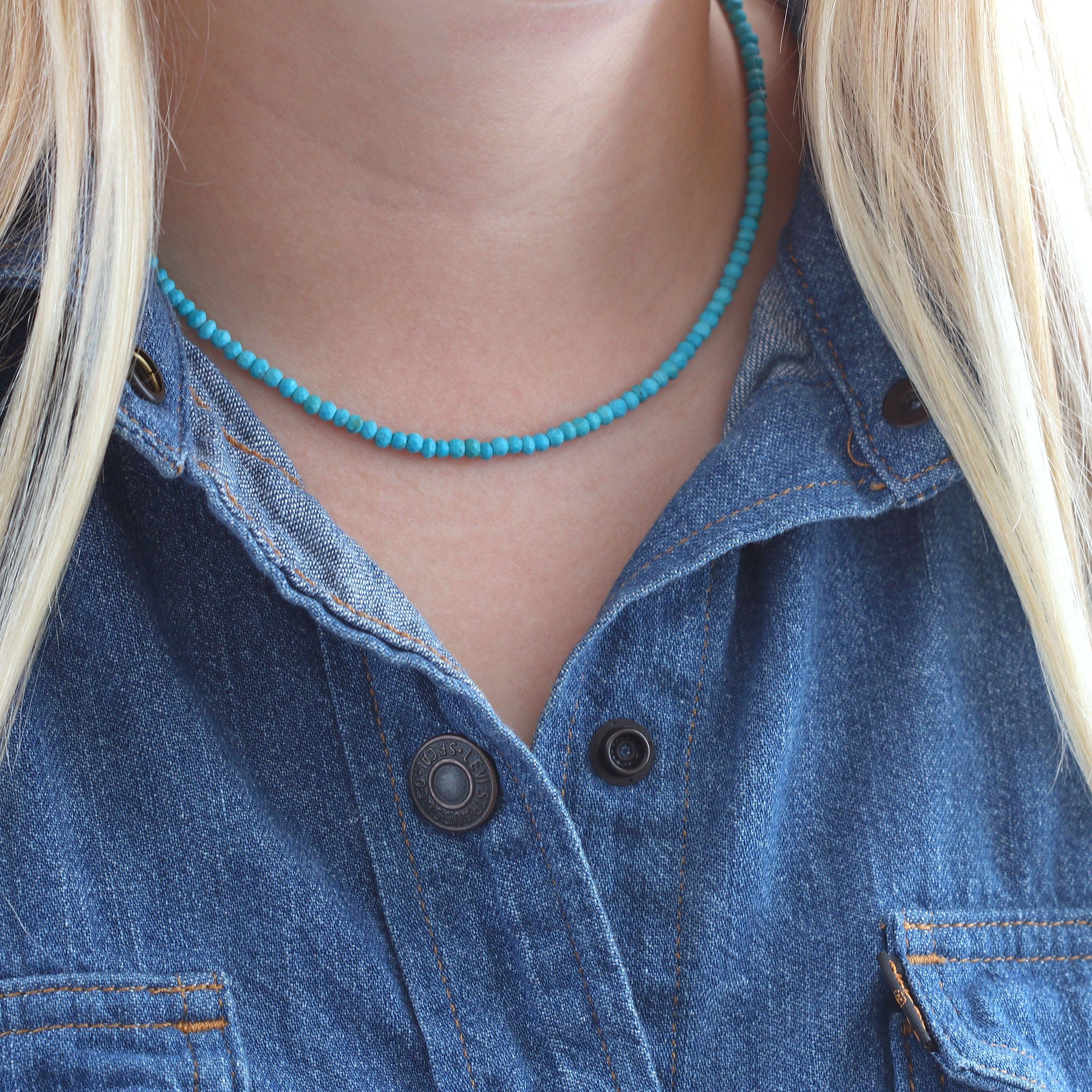 Turquoise Faceted Gemstone Beaded Necklace