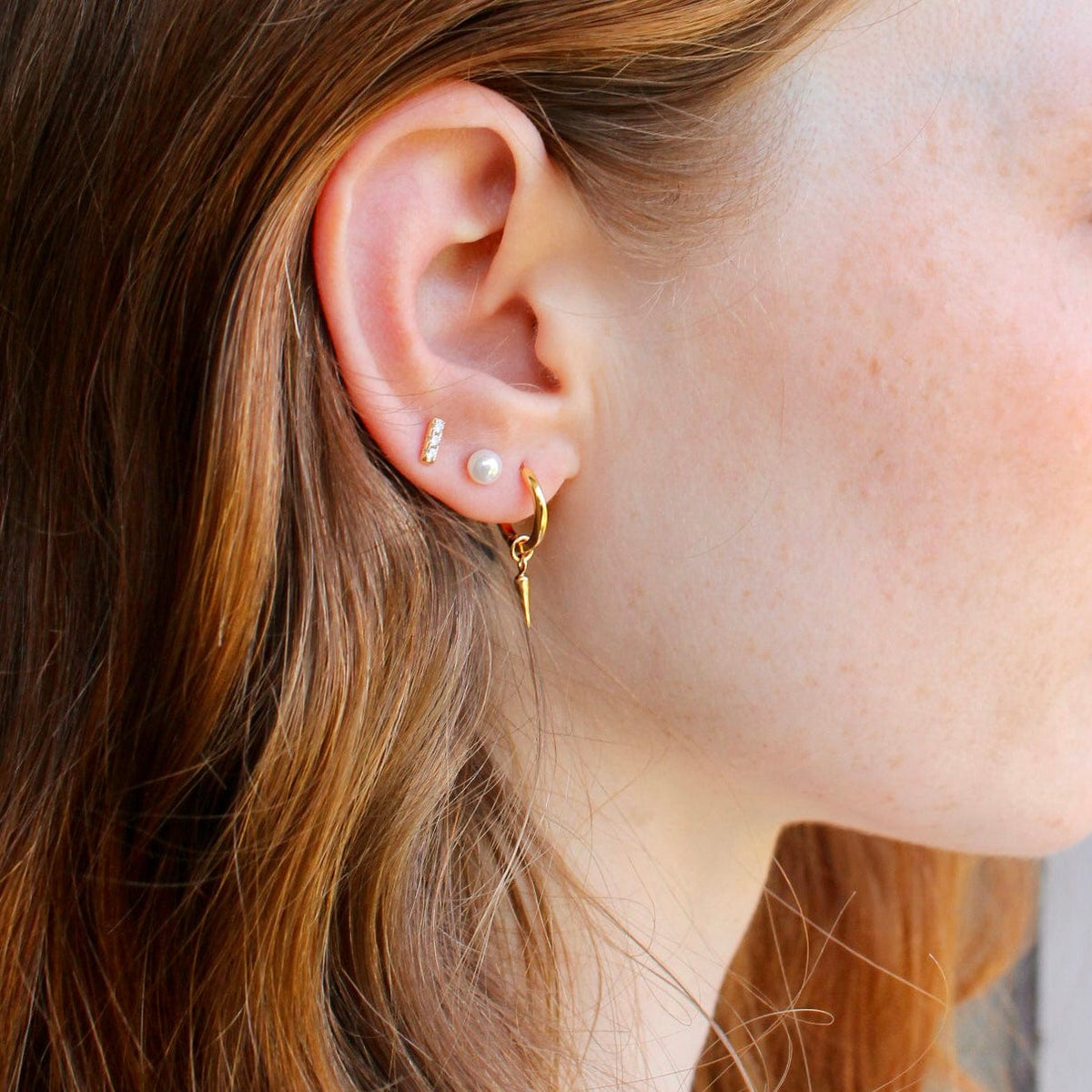 Mini Claw Tiny Charm Hoop Earrings Spike Huggie Hoop Earrings Gold