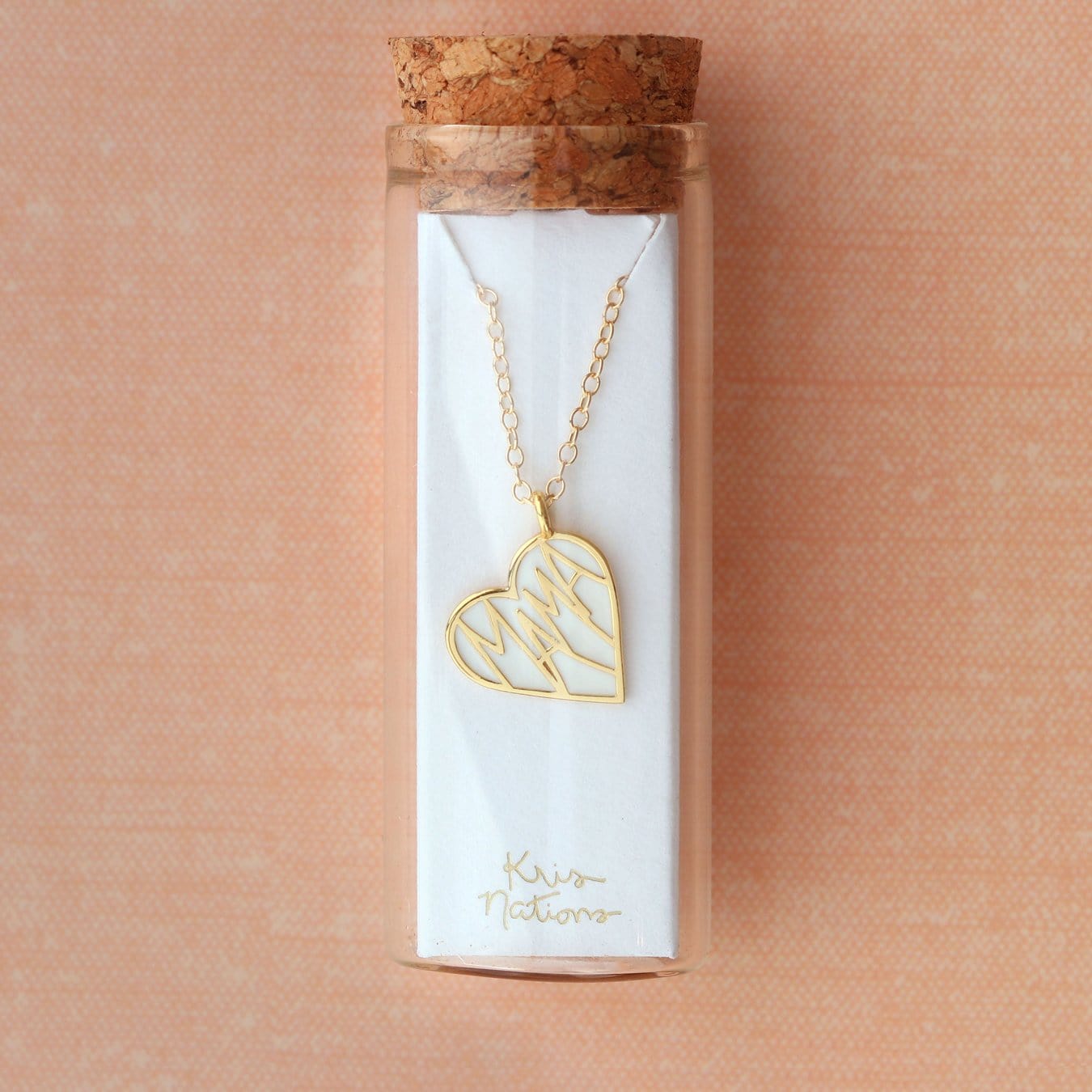 Mama Enamel Heart Charm Necklace
