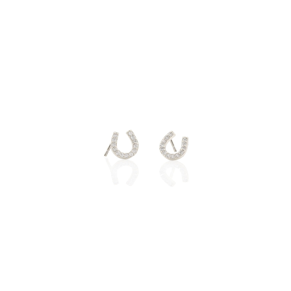 Horseshoe Pave Stud Earrings - Gold Vermeil or Sterling Silver Sterling Silver