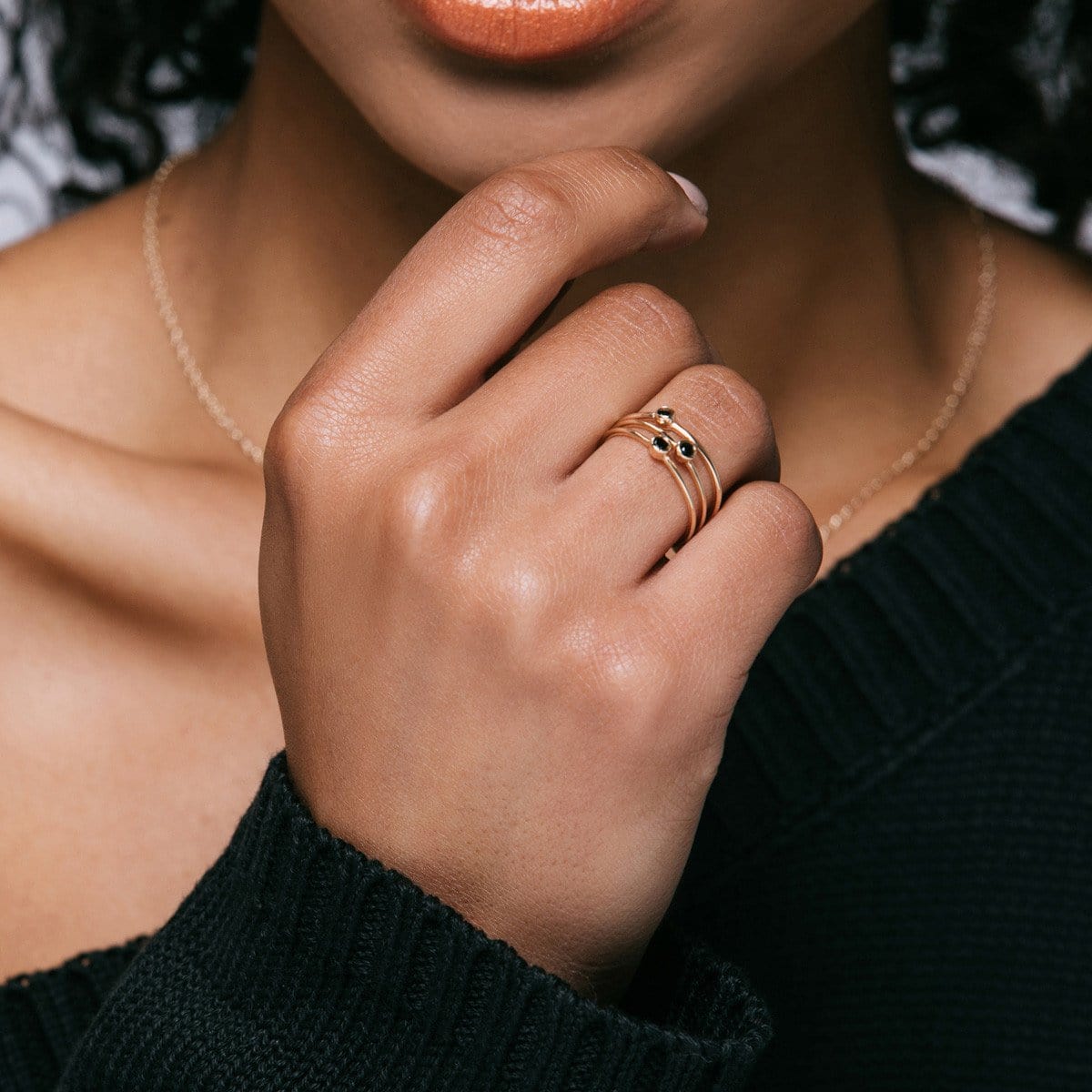 3 Tiny Stone Stack Rings