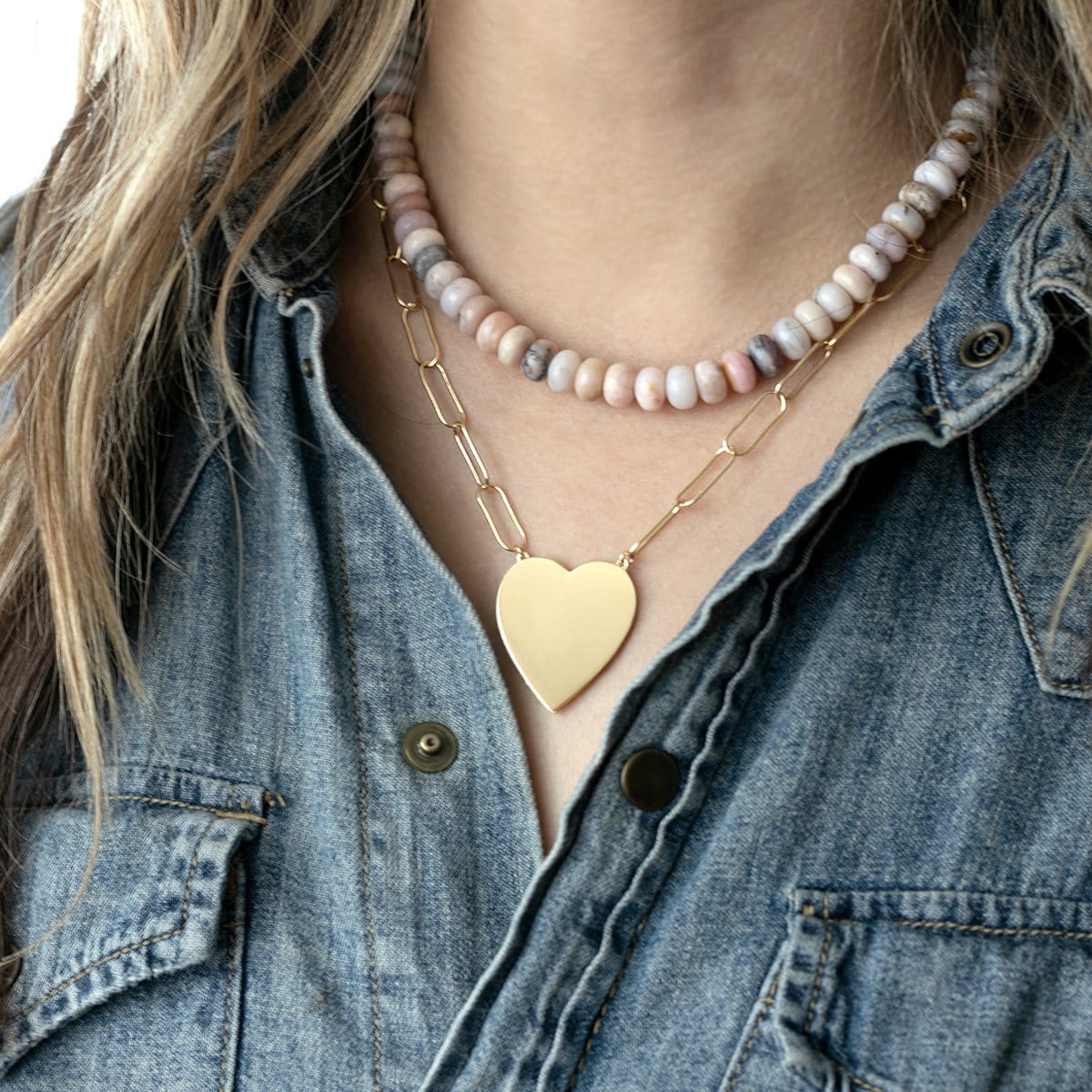 Pink Opal Beaded Necklace