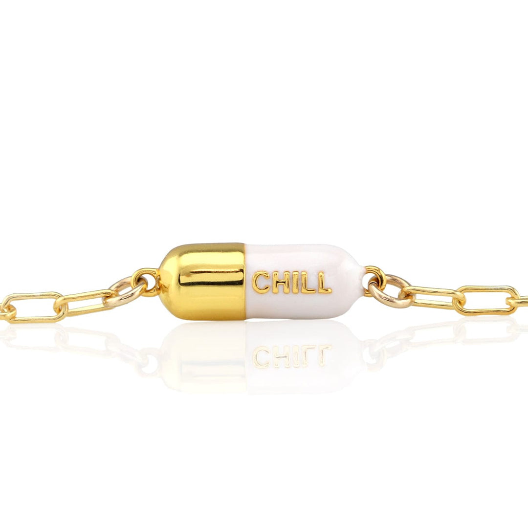 Chill Pill Charm Bracelet in Gold or Silver Kris Nations