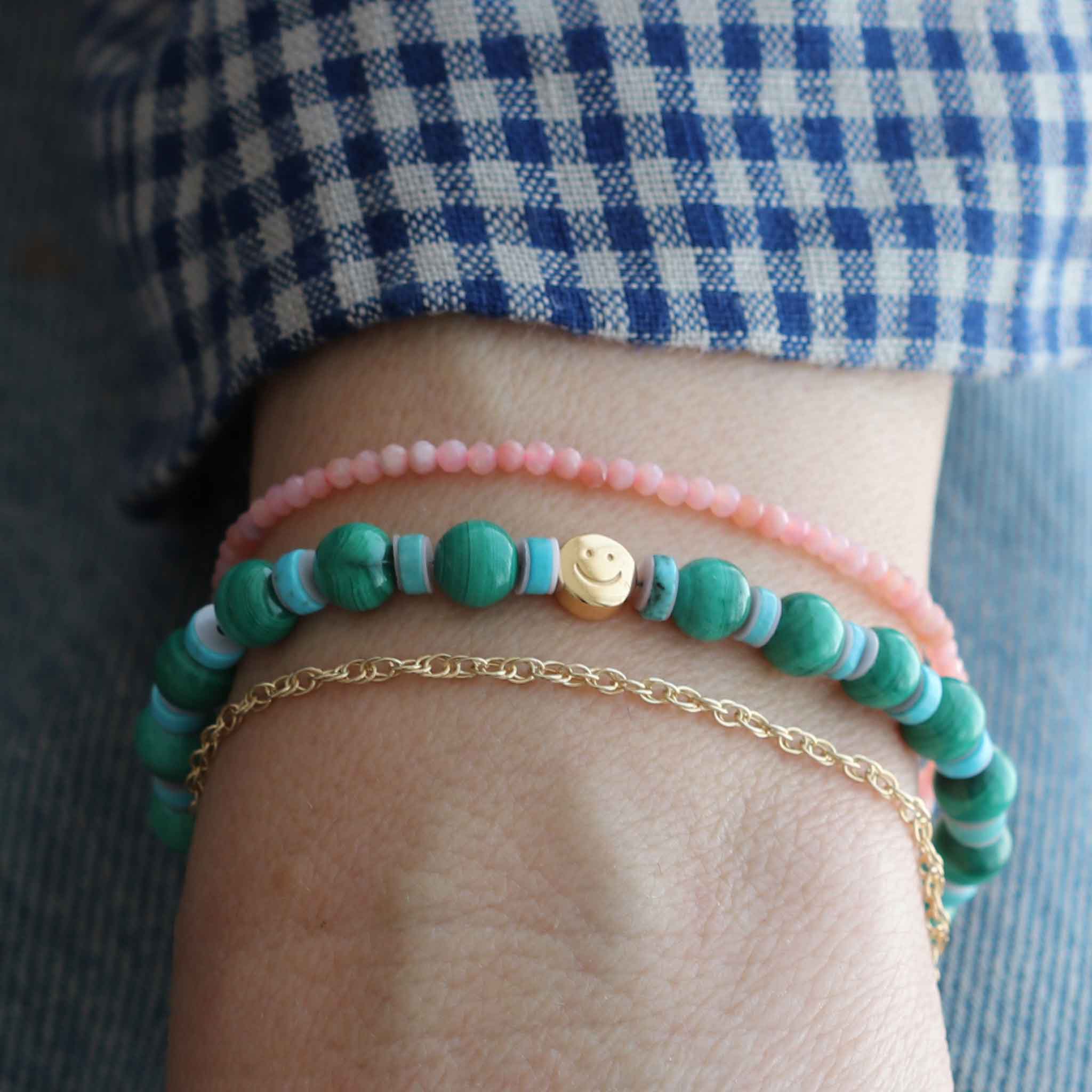 Malachite & Turquoise Happy & Sad Beaded Bracelet