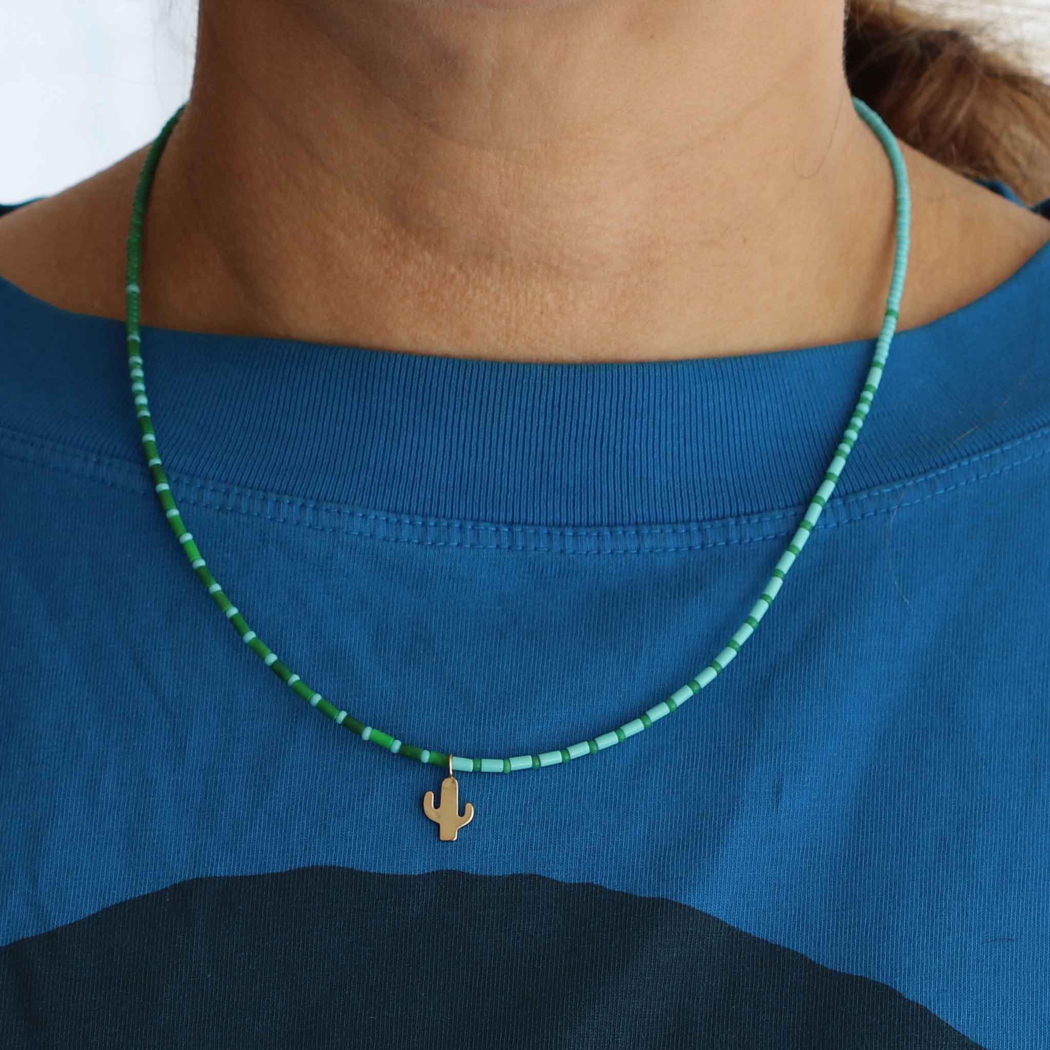 Cactus Charm Beaded Necklace