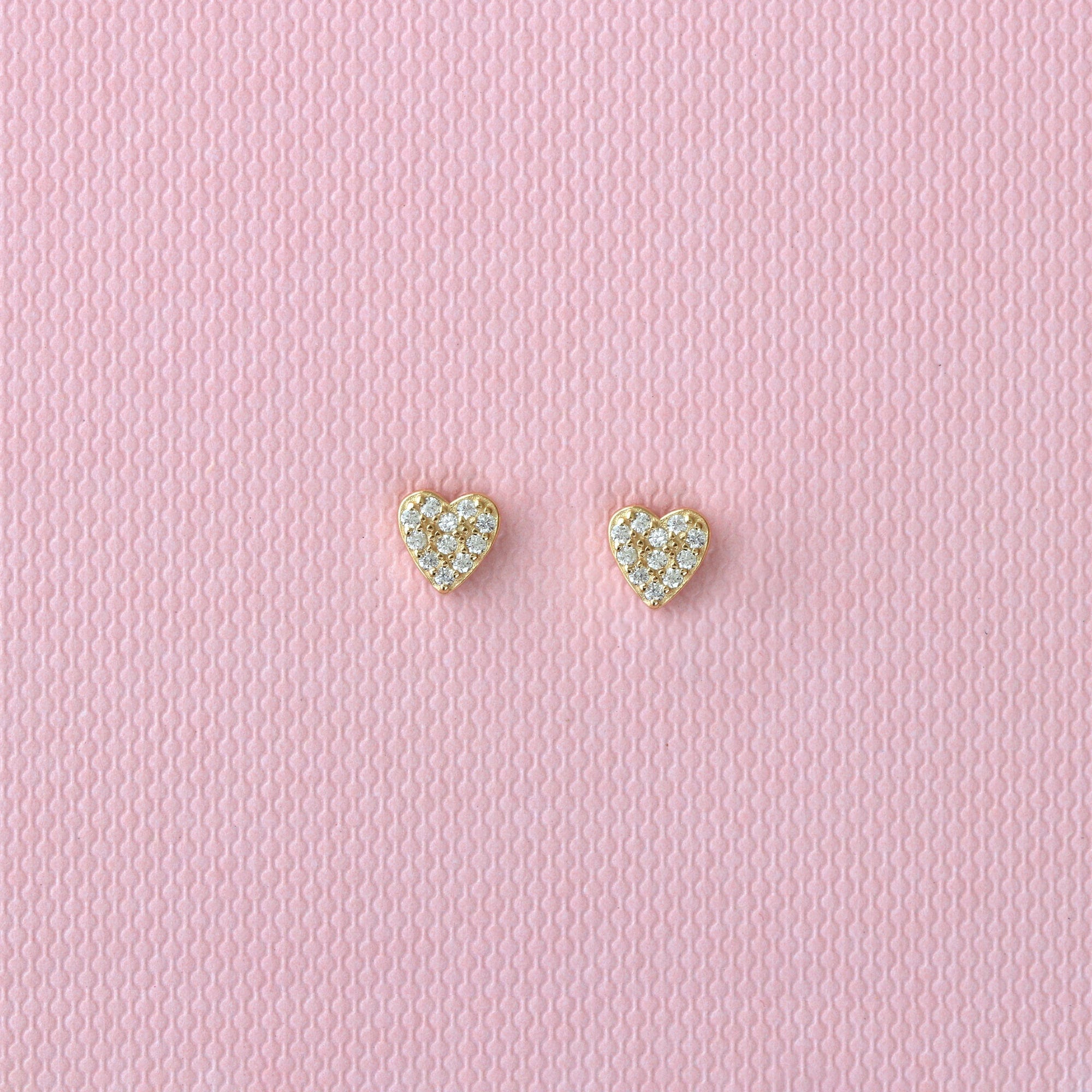 Silver & Gold Heart Earrings with Pave Diamonds | Kris Nations