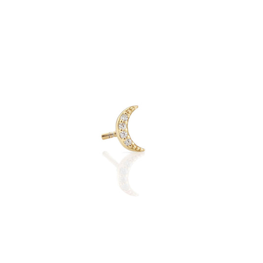 Single Crescent Moon Crystal Stud Earring