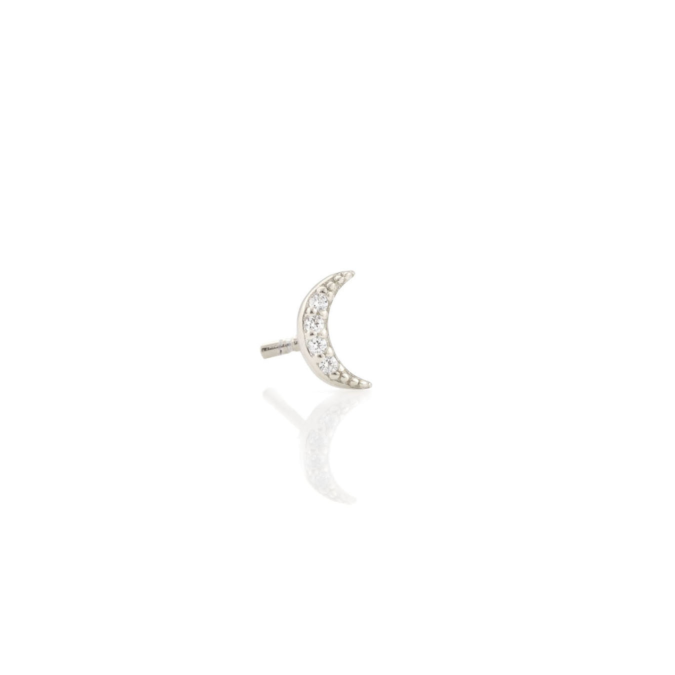 Single Crescent Moon Crystal Stud Earring