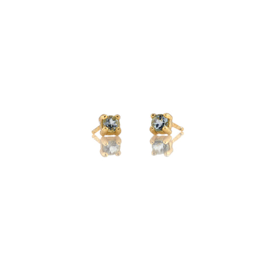 Aquamarine Prong Set Gemstone Stud Earrings - March Birthstone