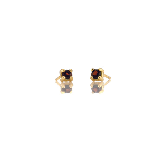 Garnet Prong Set Gemstone Stud Earrings - January Birthstone