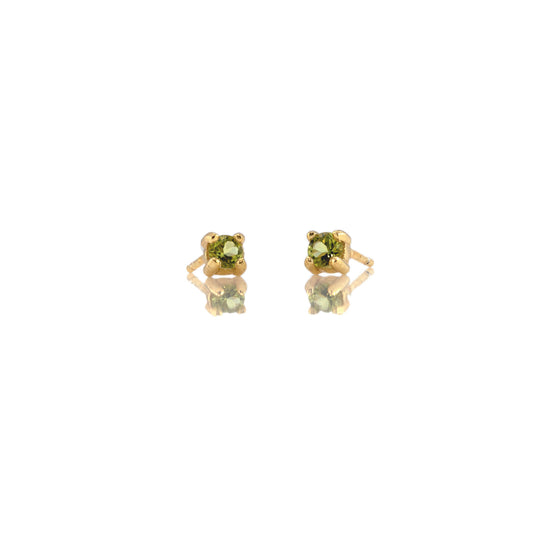 Peridot Prong Set Gemstone Stud Earrings - August Birthstone