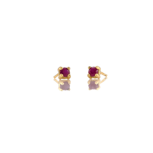 Ruby Prong Set Gemstone Stud Earrings - July Birthstone