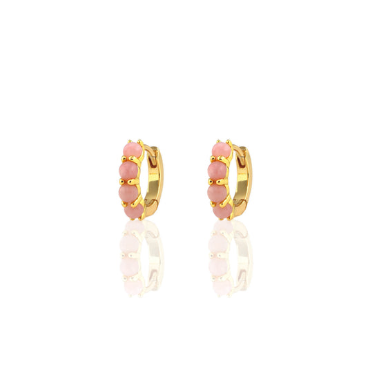 Pink Opal Huggie Hoop Earrings