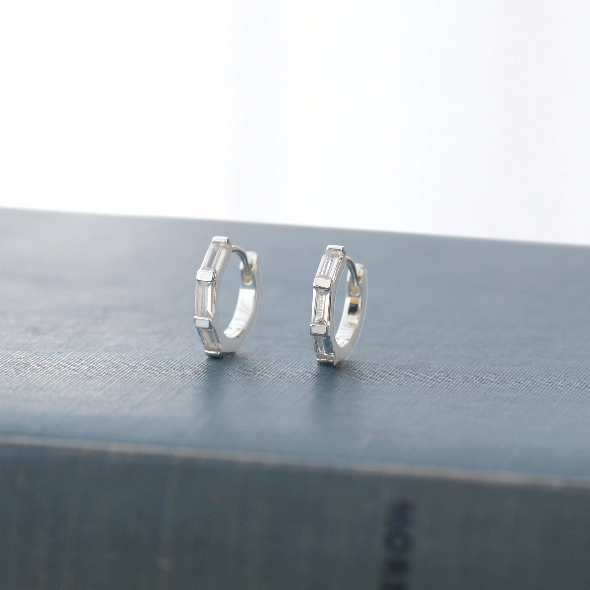 Baguette Huggie Hoop Earrings