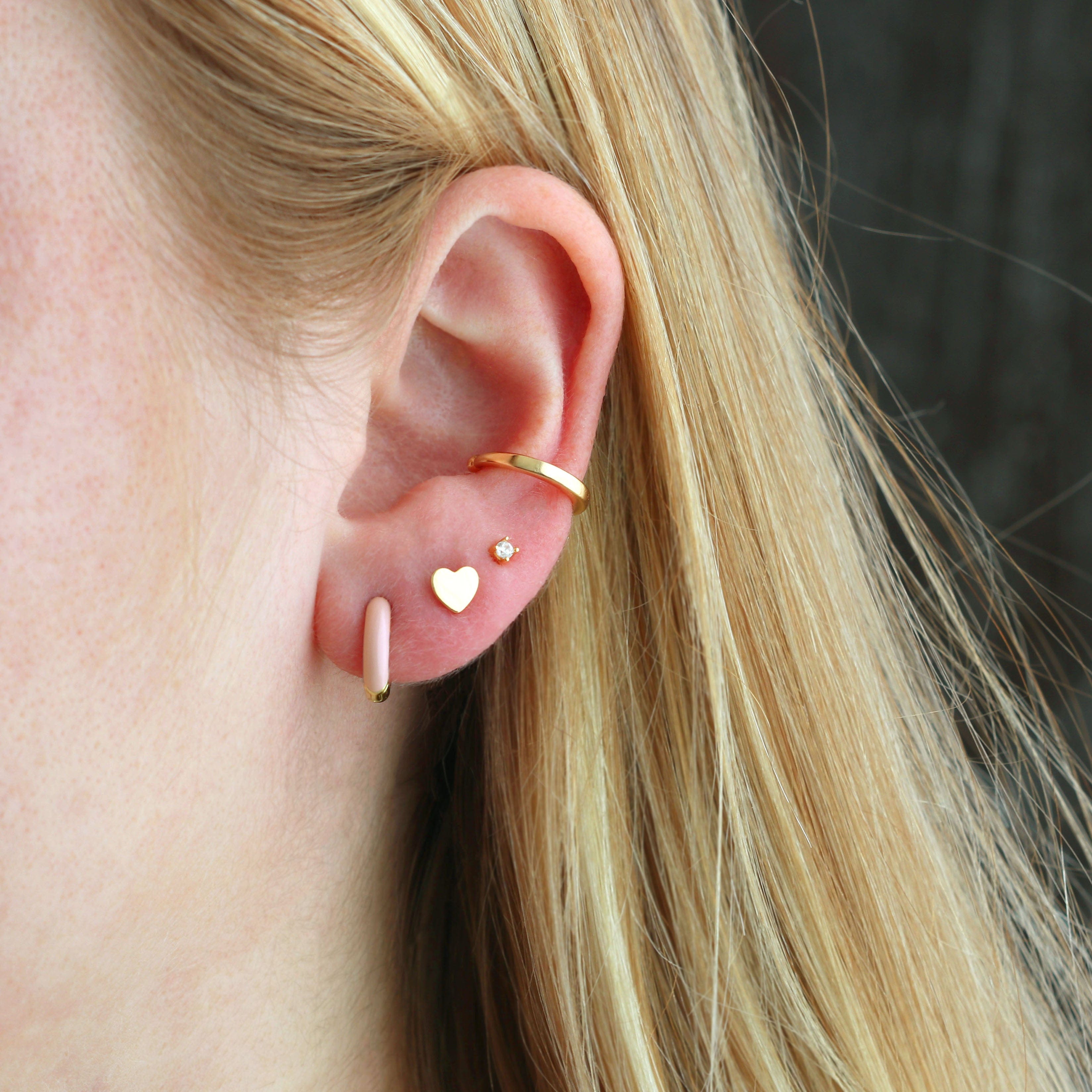 Tiny Heart Stud Earrings - 18K Gold & Sterling Silver – kris nations