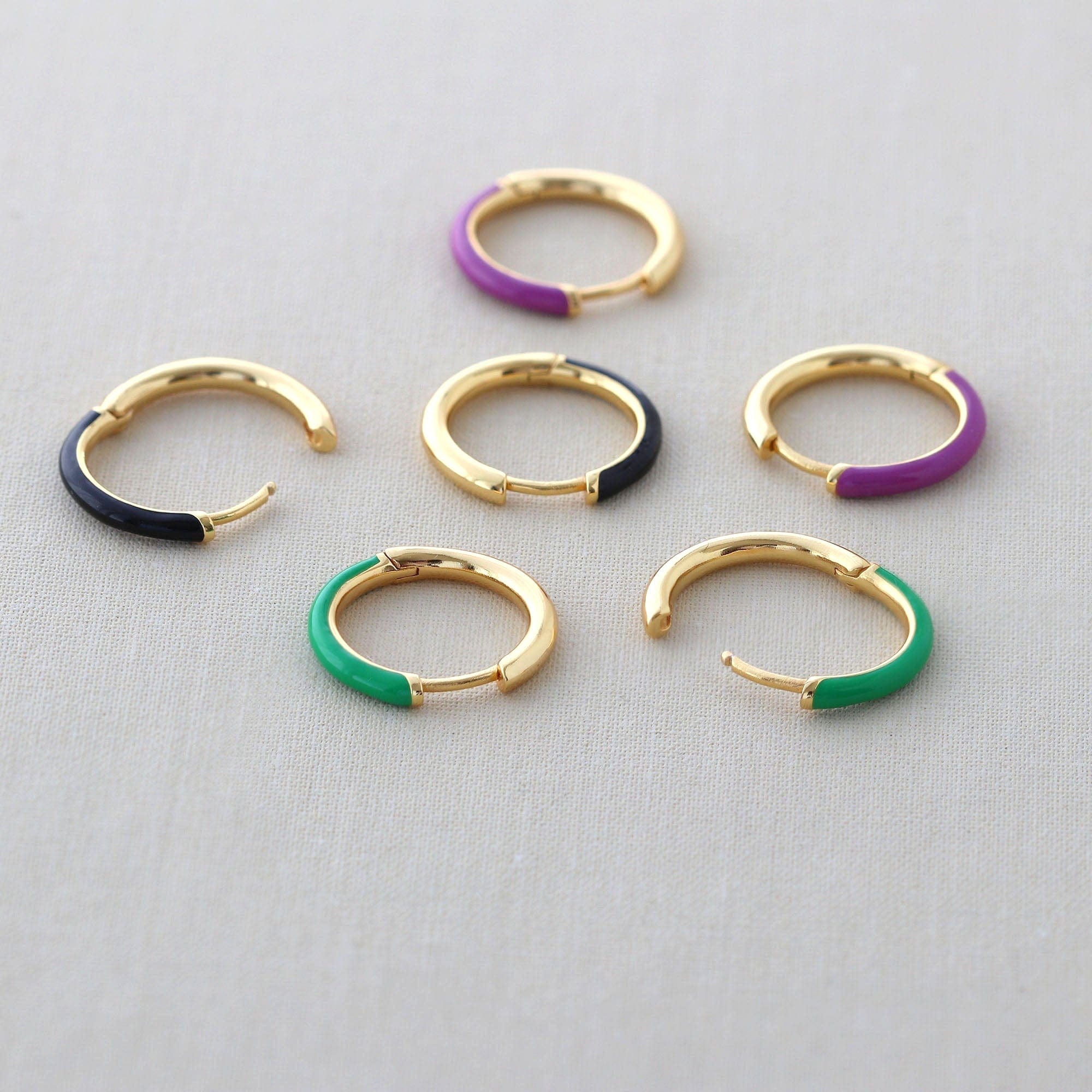 Gilded Enamel Hoop Earrings – kris nations