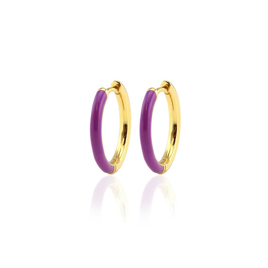 Gilded Enamel Hoop Earrings