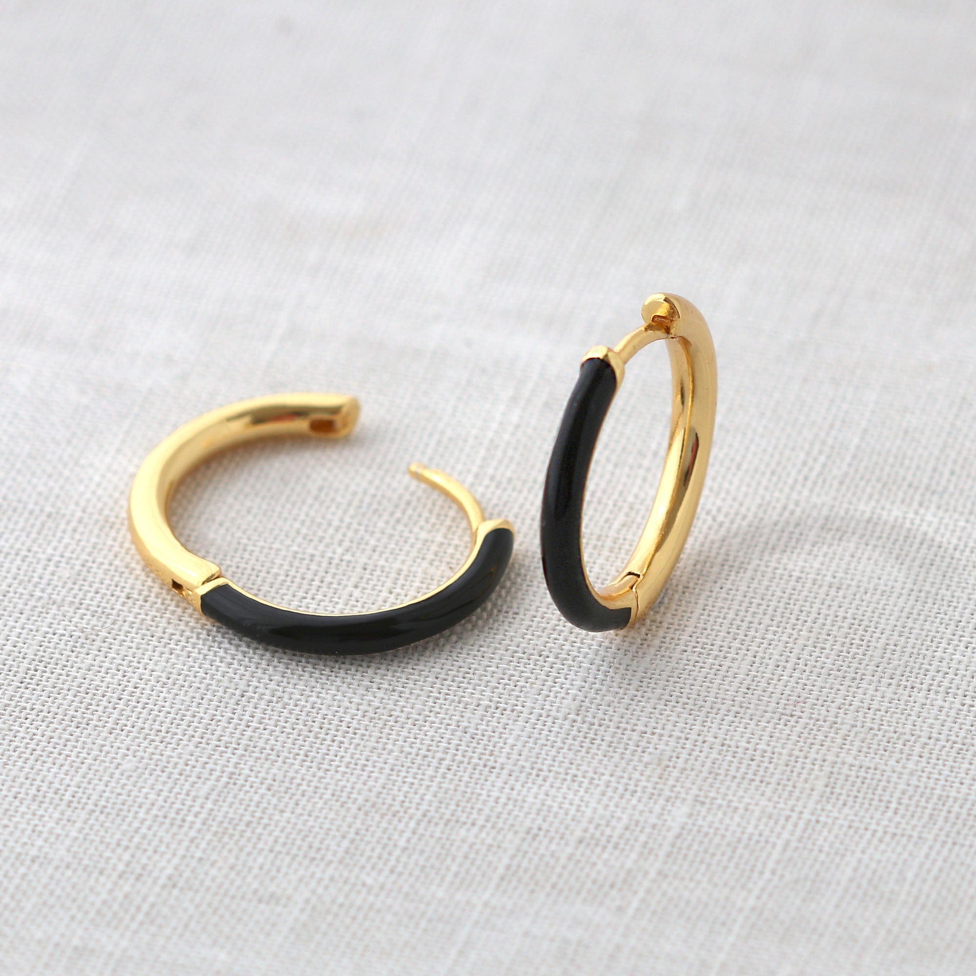 Gilded Enamel Hoop Earrings