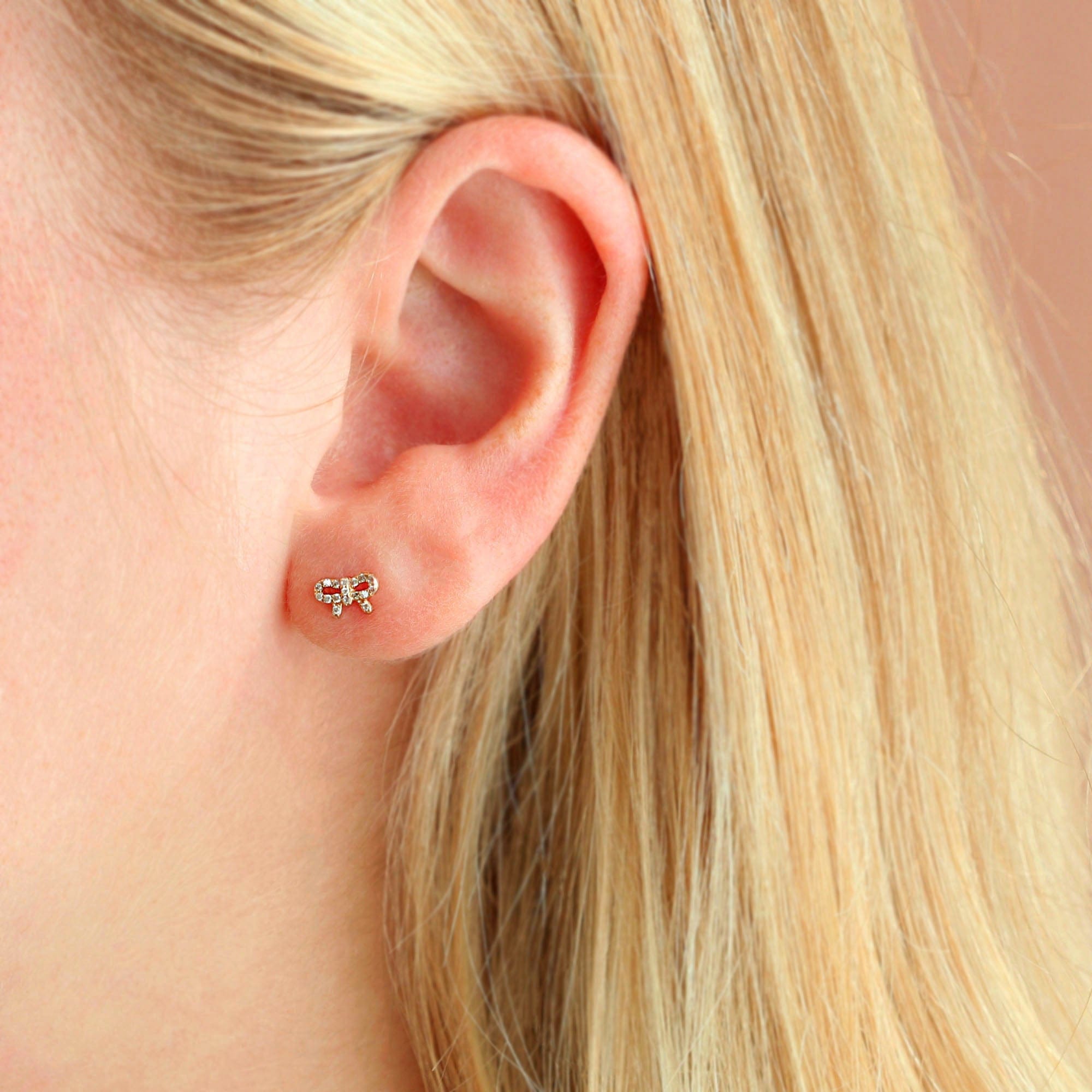 Bow with Crystals Stud Earrings