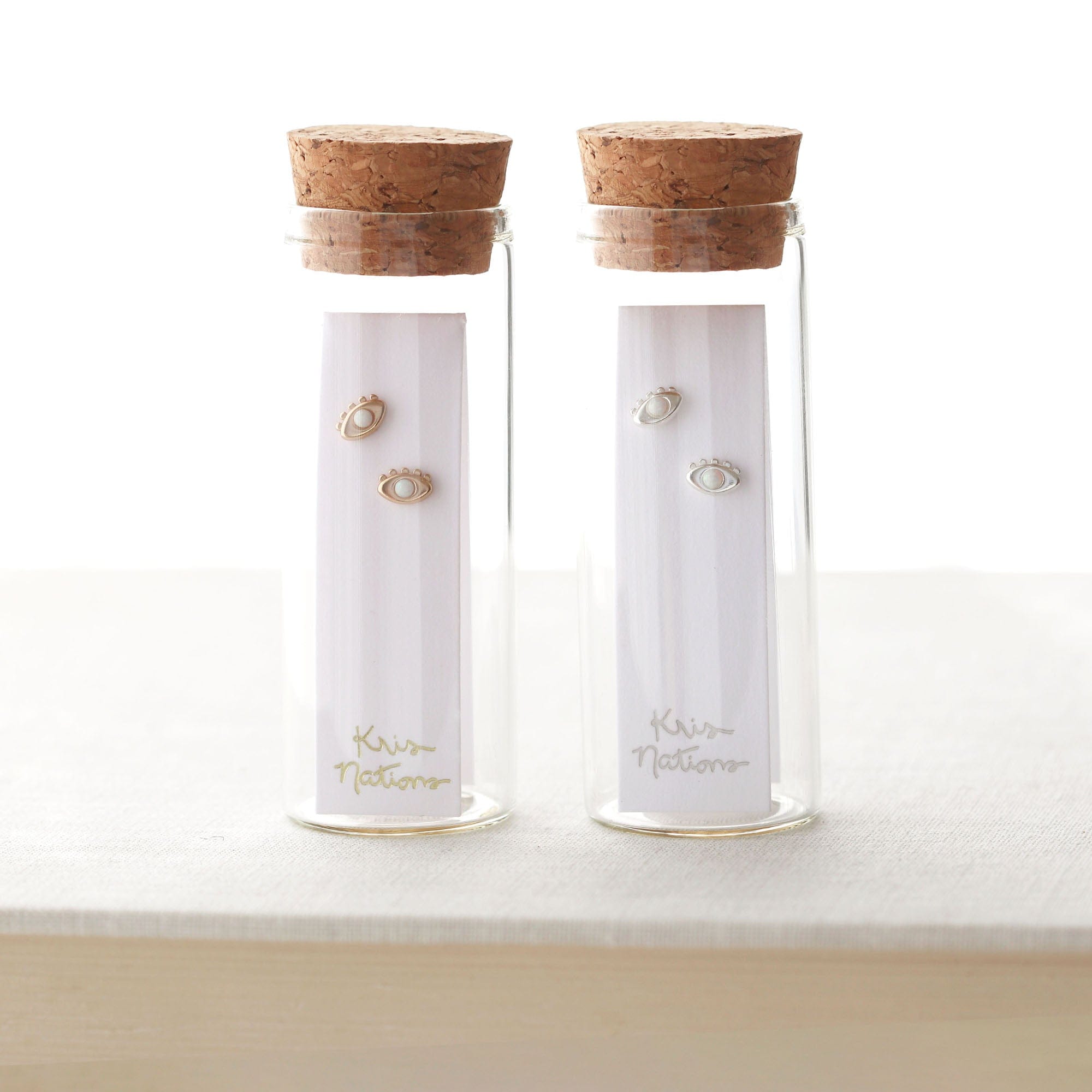 Eye with Opal Stud Earrings