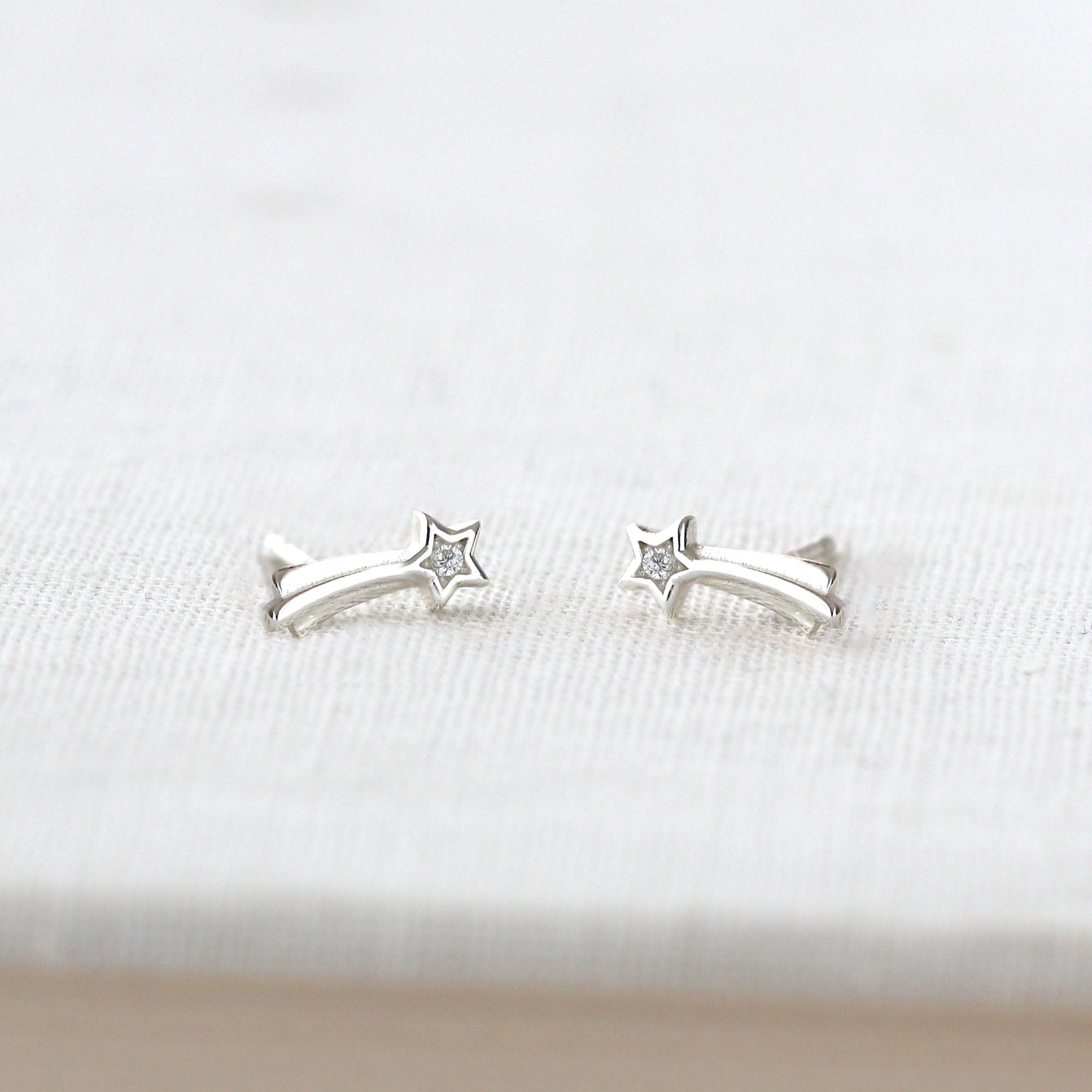 Shooting Star with Crystals Stud Earrings