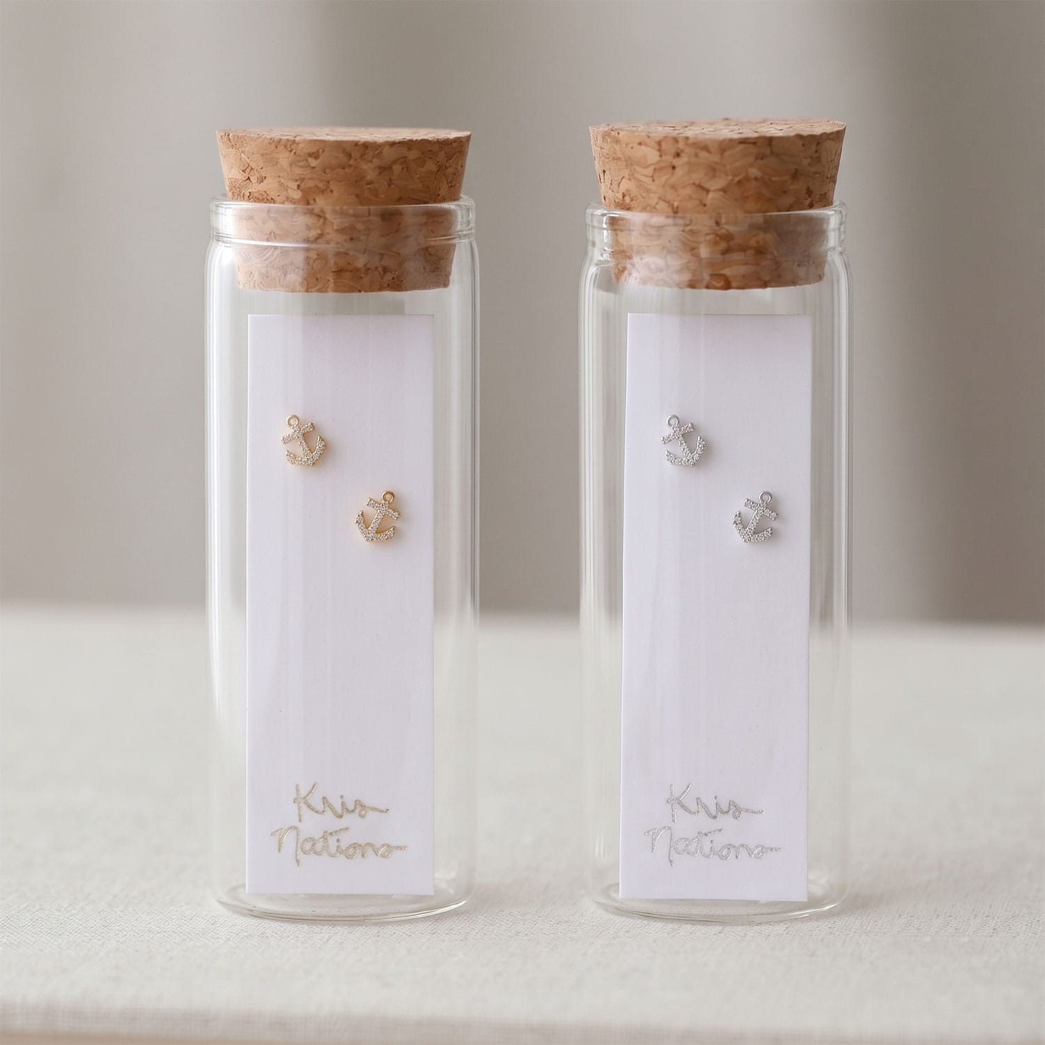 Anchor with Crystals Stud Earrings