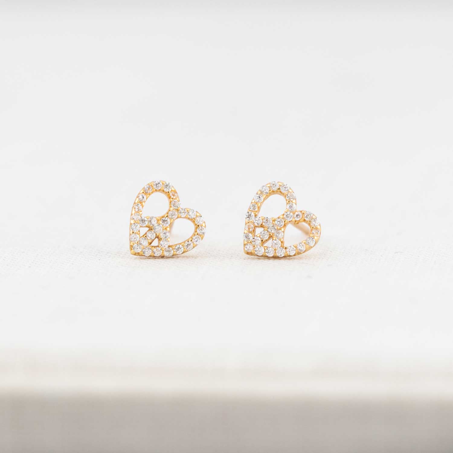Heart Peace Symbol with Crystal Stud Earrings