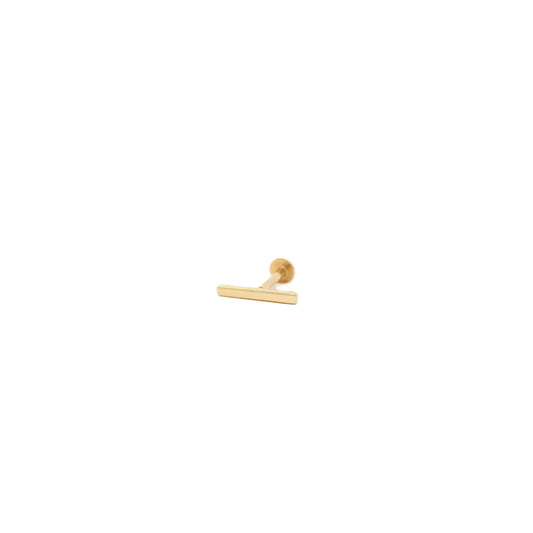 Bar Flat Back Single Stud Earring in 14k Gold