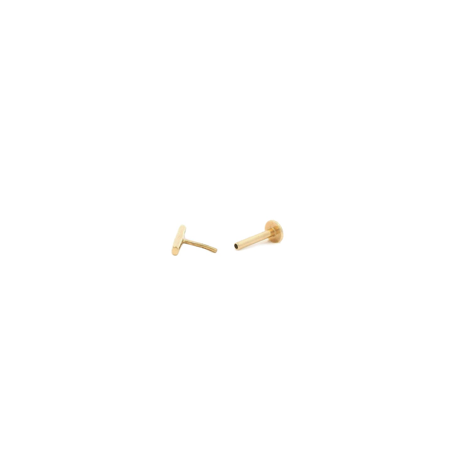 Bar Flat Back Single Stud Earring in 14k Gold