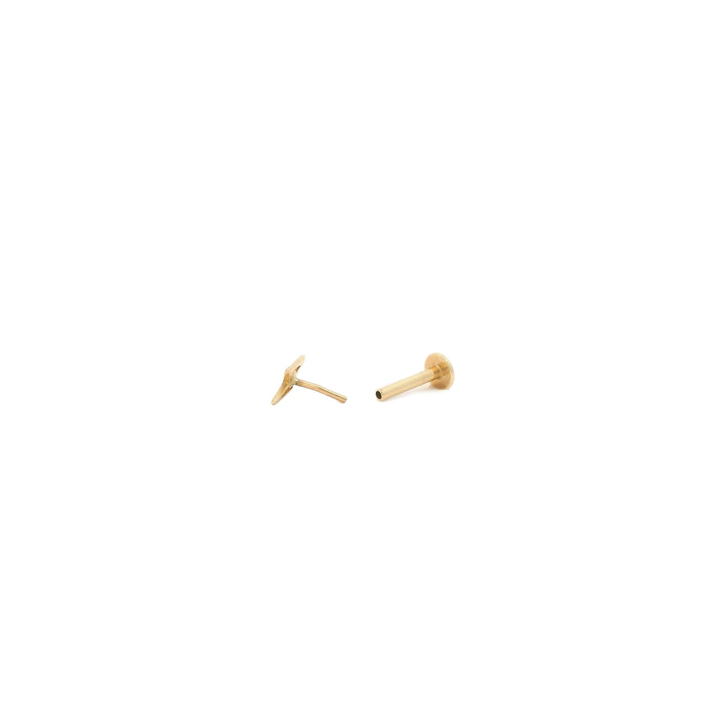 Lightning Bolt Flat Back Single Stud Earring in 14k Gold