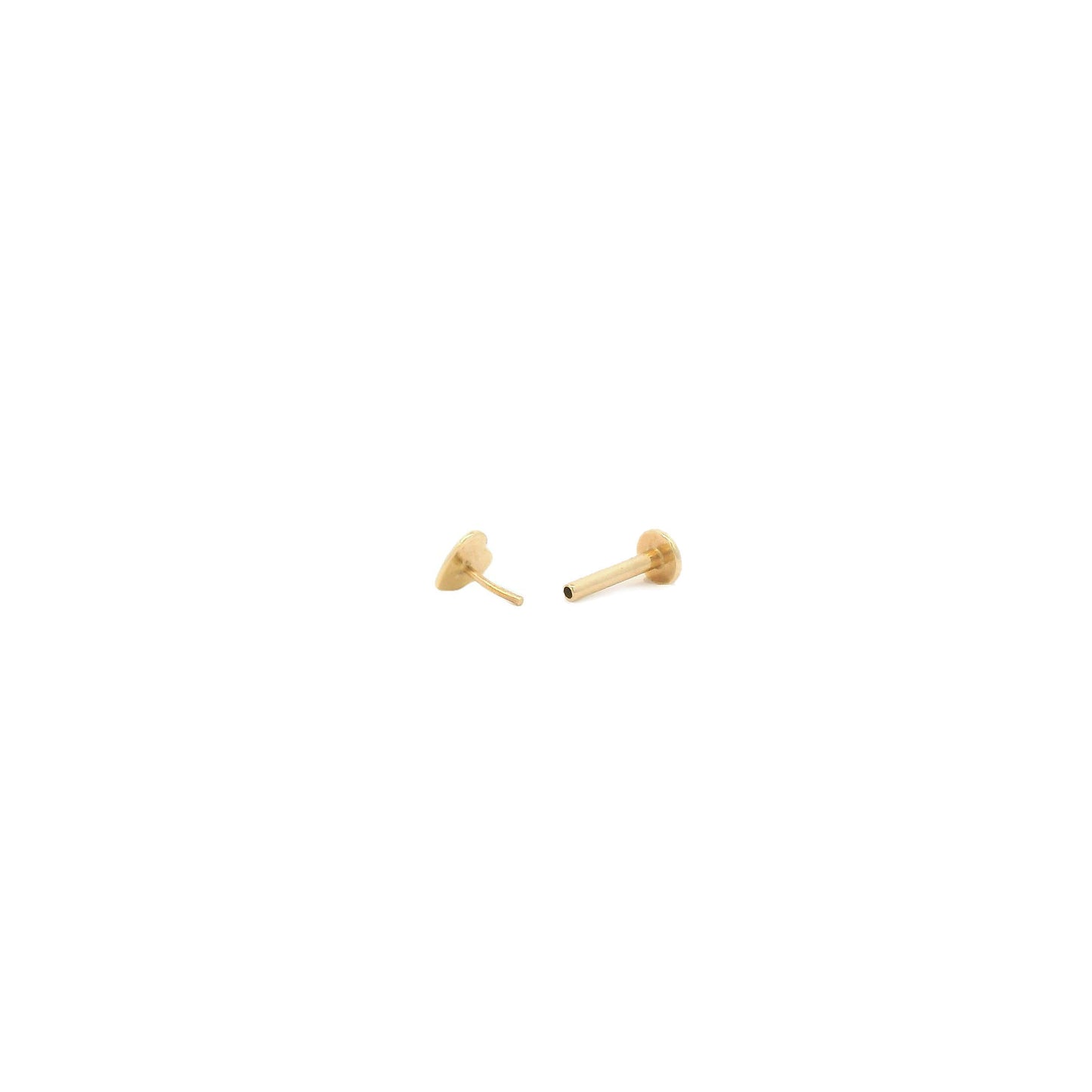 Heart Flat Back Single Stud Earring in 14k Gold