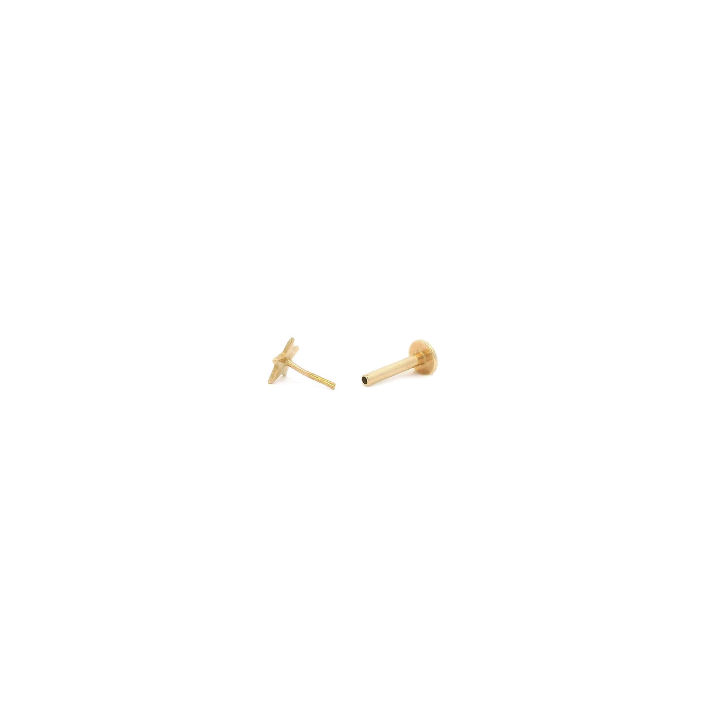 Star Flat Back Single Stud Earrings in 14k Gold