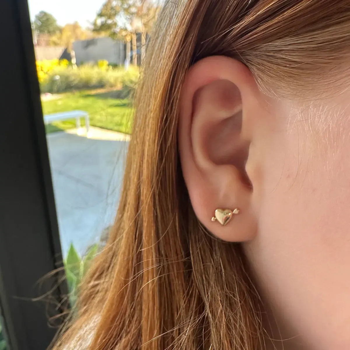 Heart with Arrow Stud Earrings