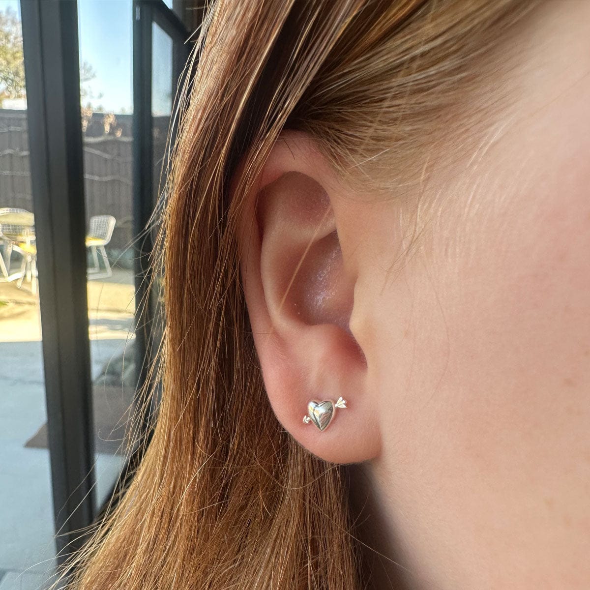 Heart with Arrow Stud Earrings