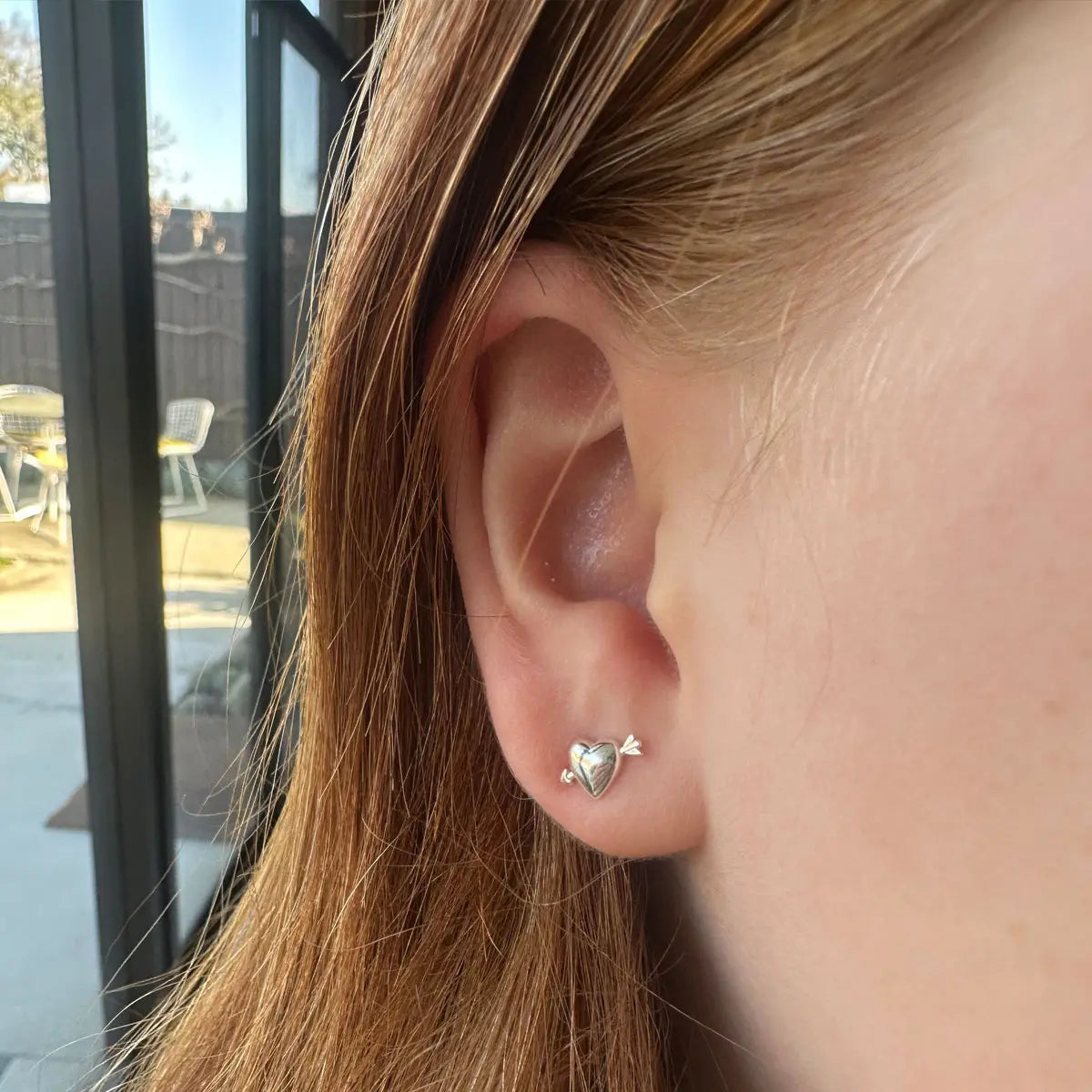 Heart with Arrow Stud Earrings