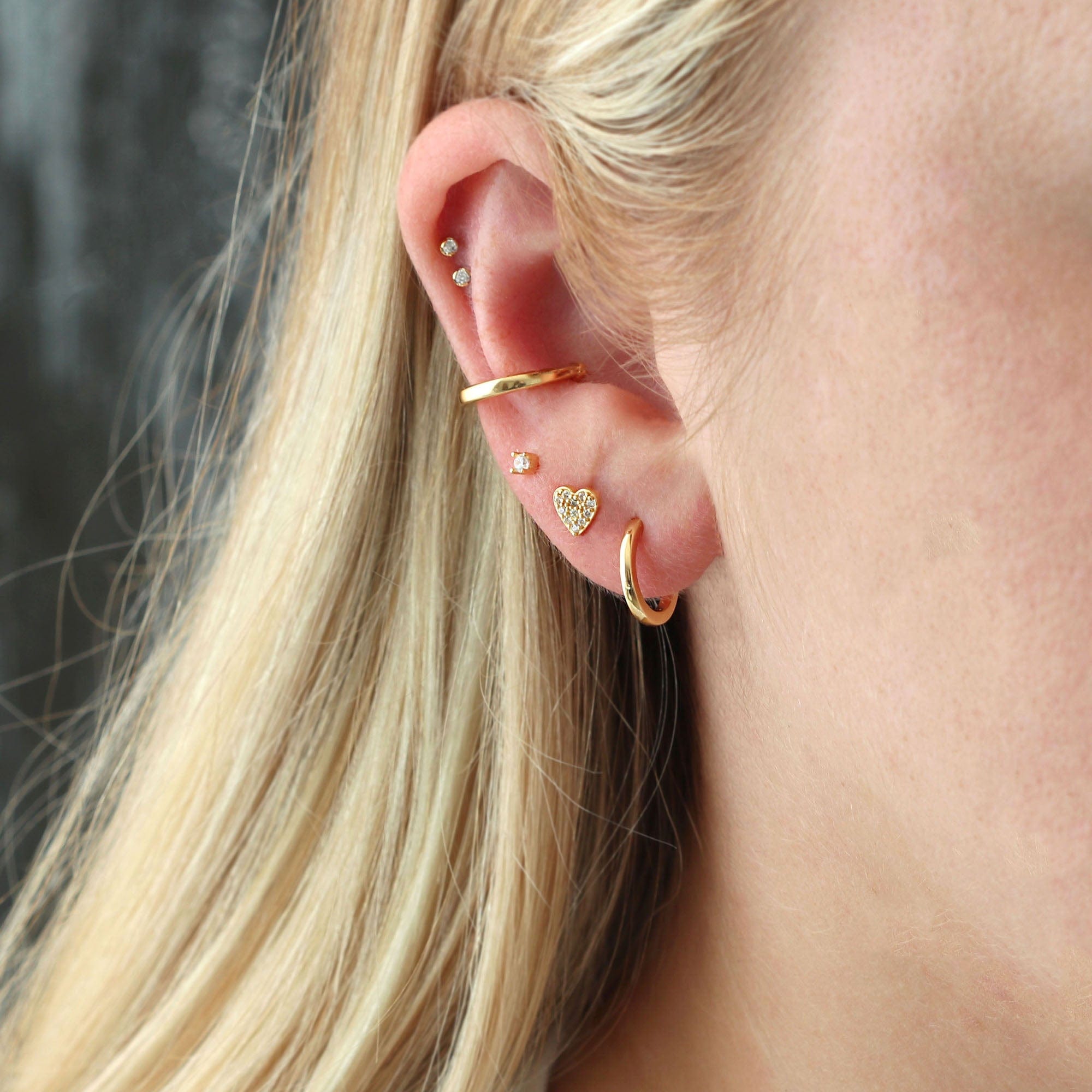 Silver & Gold Heart Earrings with Pave Diamonds | Kris Nations
