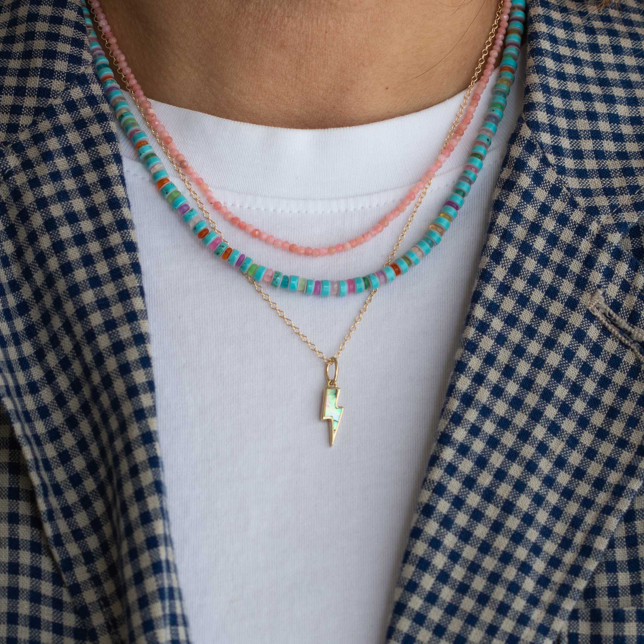 Petite Pink Opal Gemstone Beaded Necklace
