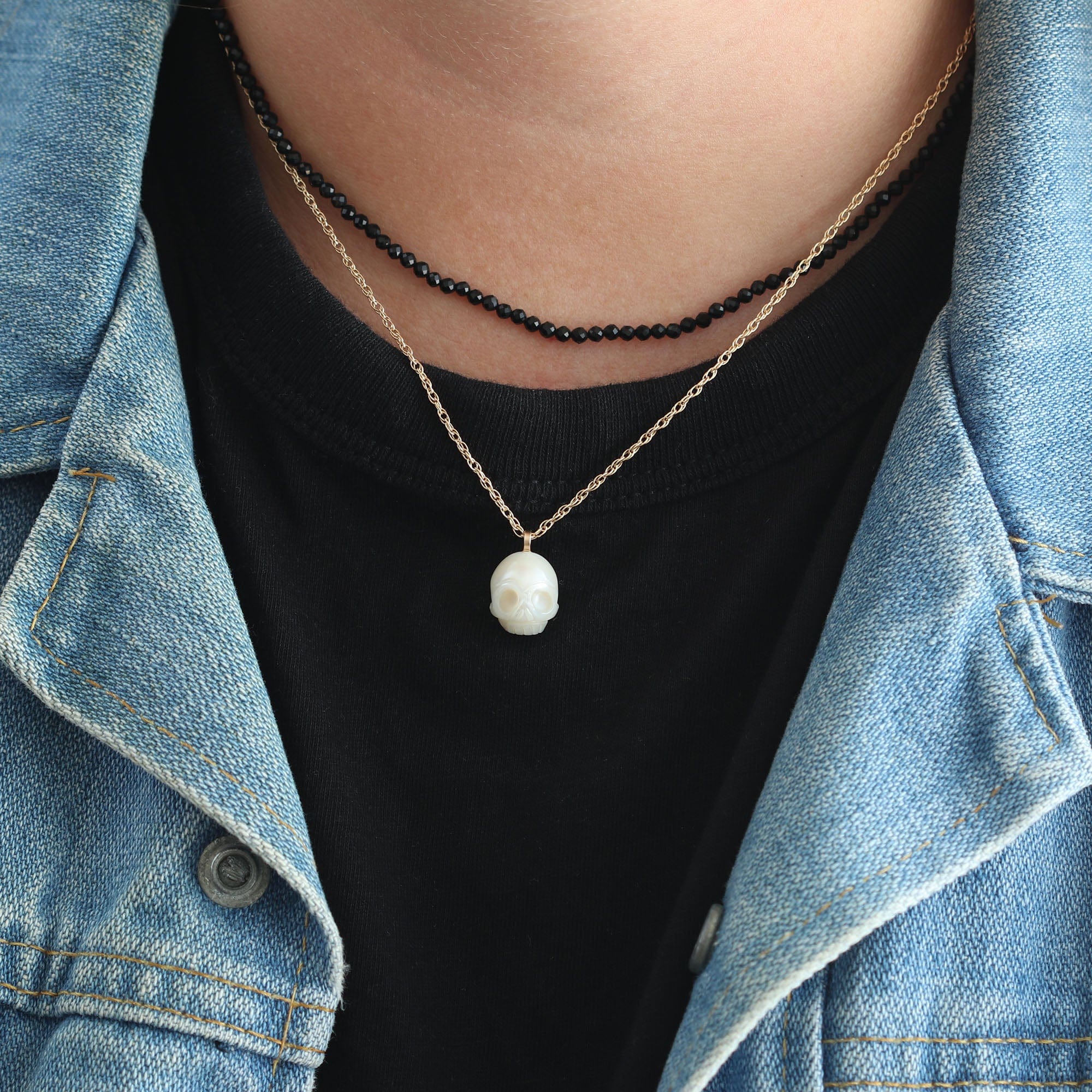Freshwater Pearl Skull Necklace