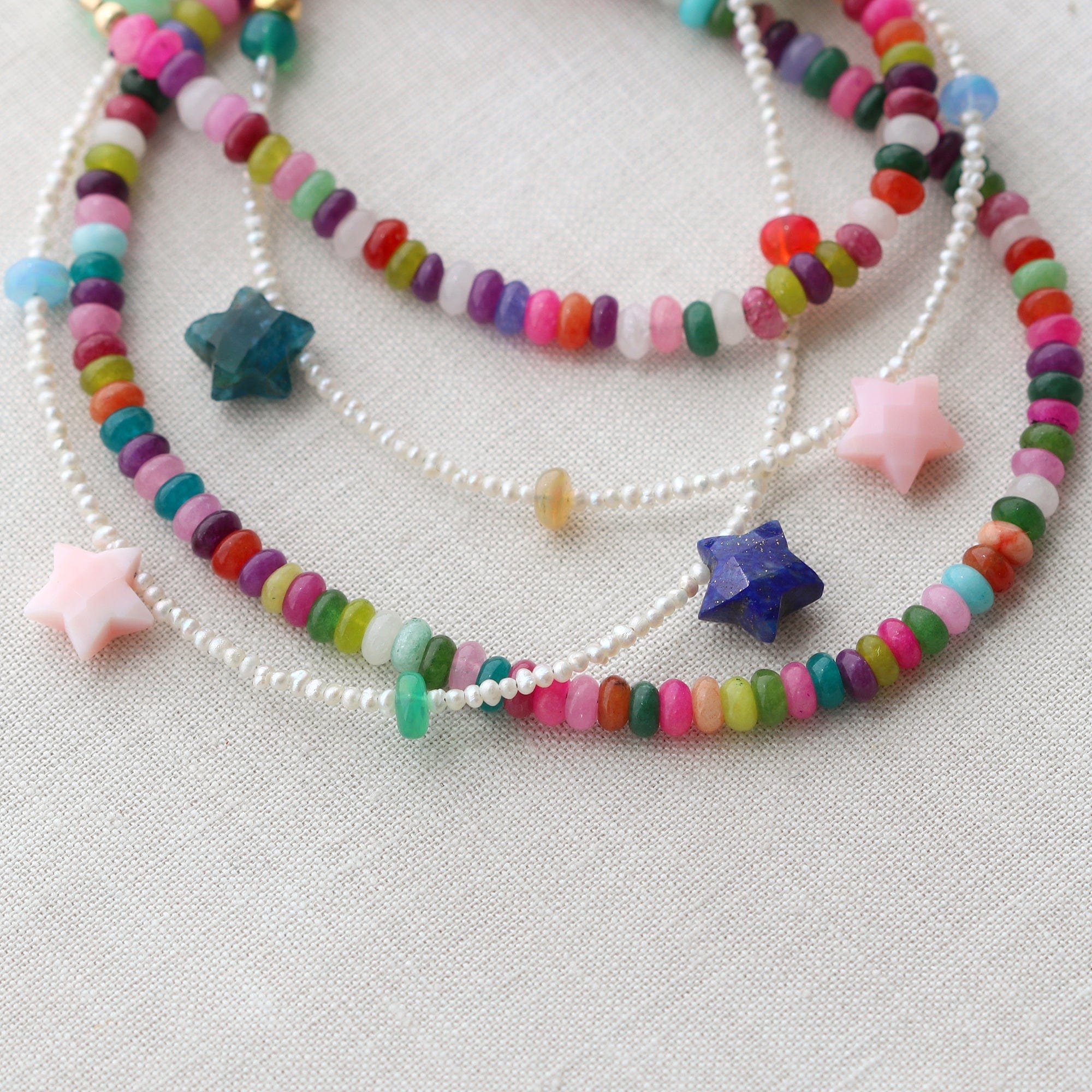 Tiny Freshwater Pearl and Opal Galaxy Necklace