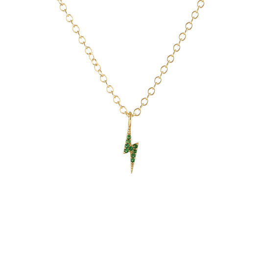 Lightning Bolt Emerald Crystal Charm Necklace