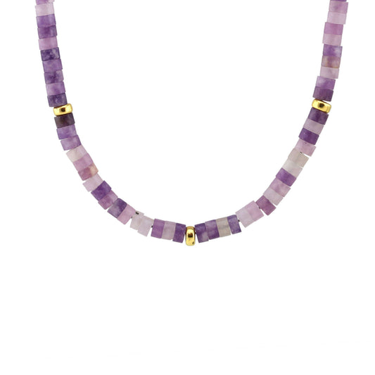 Purple Amethyst Heishi Beaded Necklace