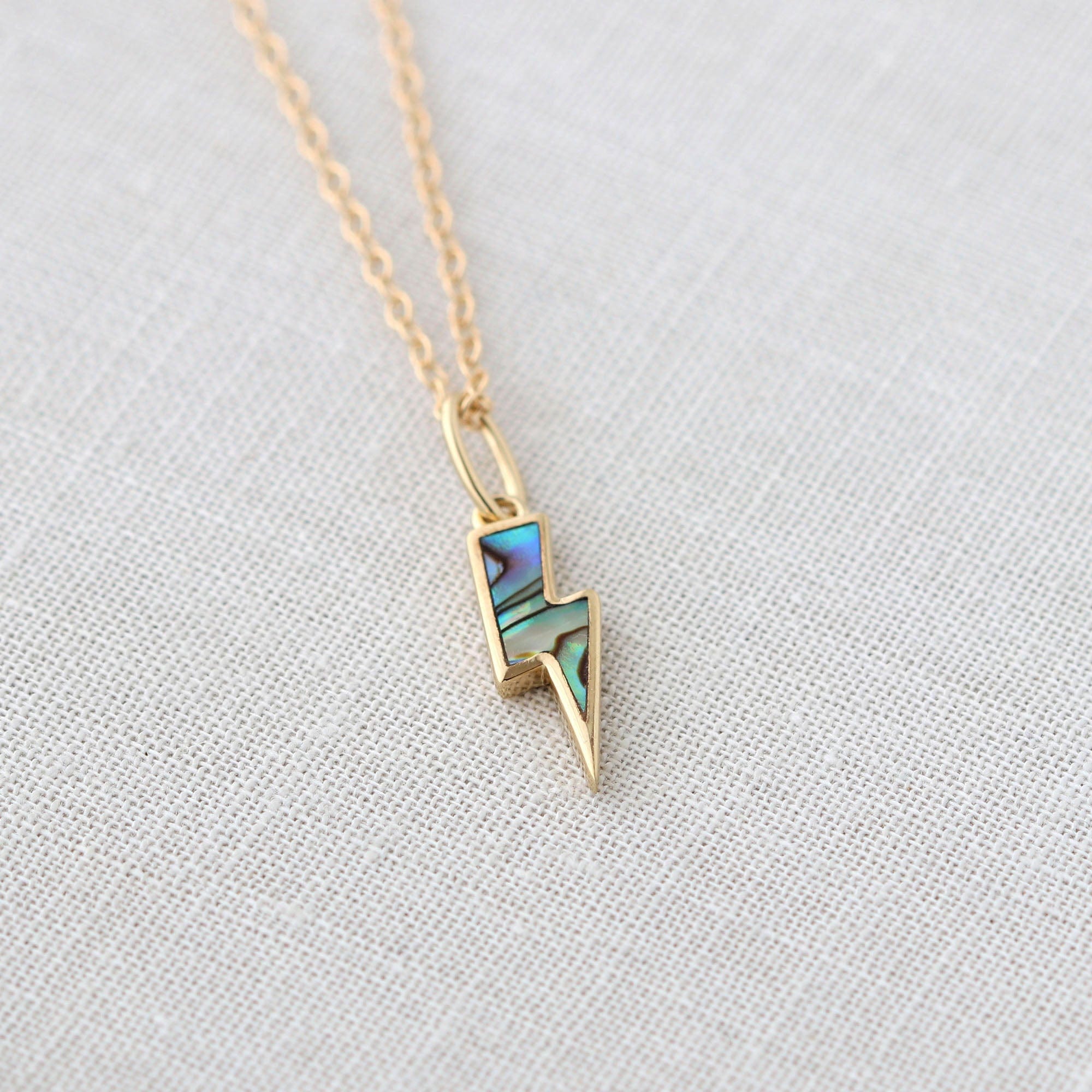 Abalone Lightning Bolt Charm Necklace