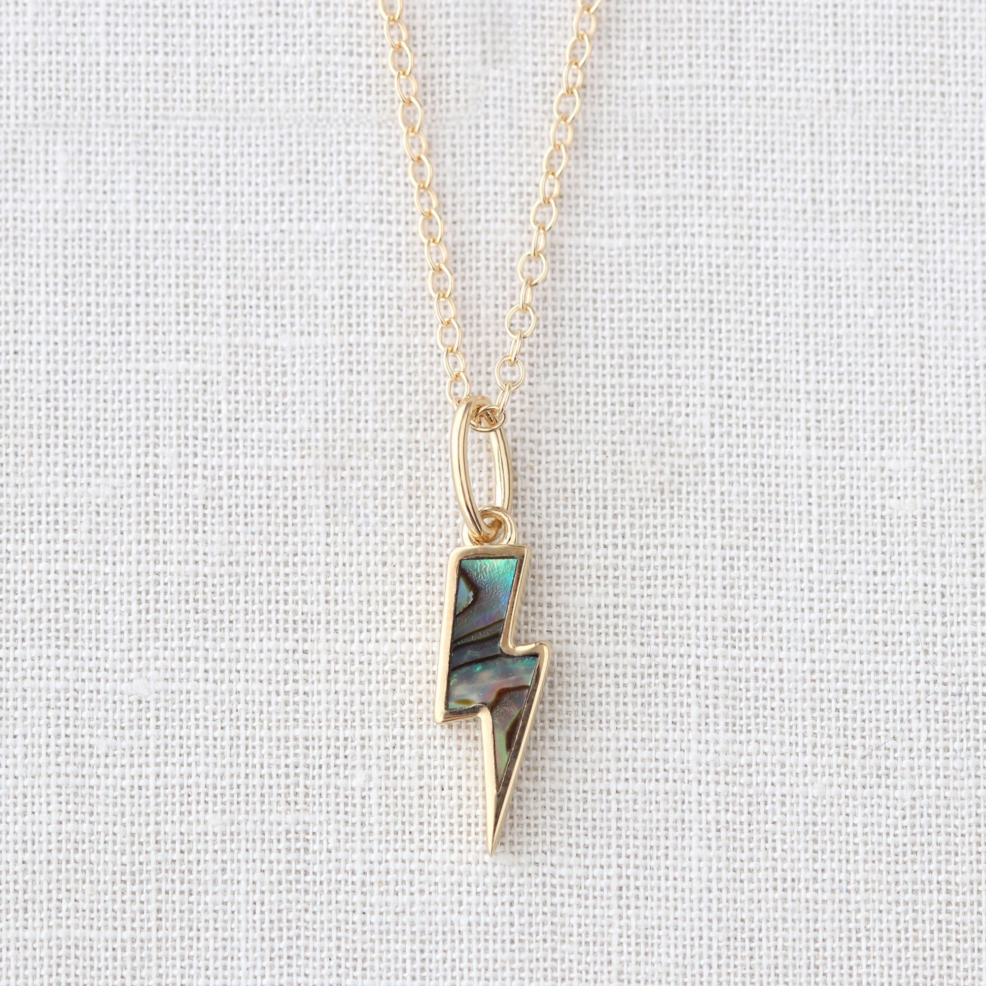 Abalone Lightning Bolt Charm Necklace – kris nations