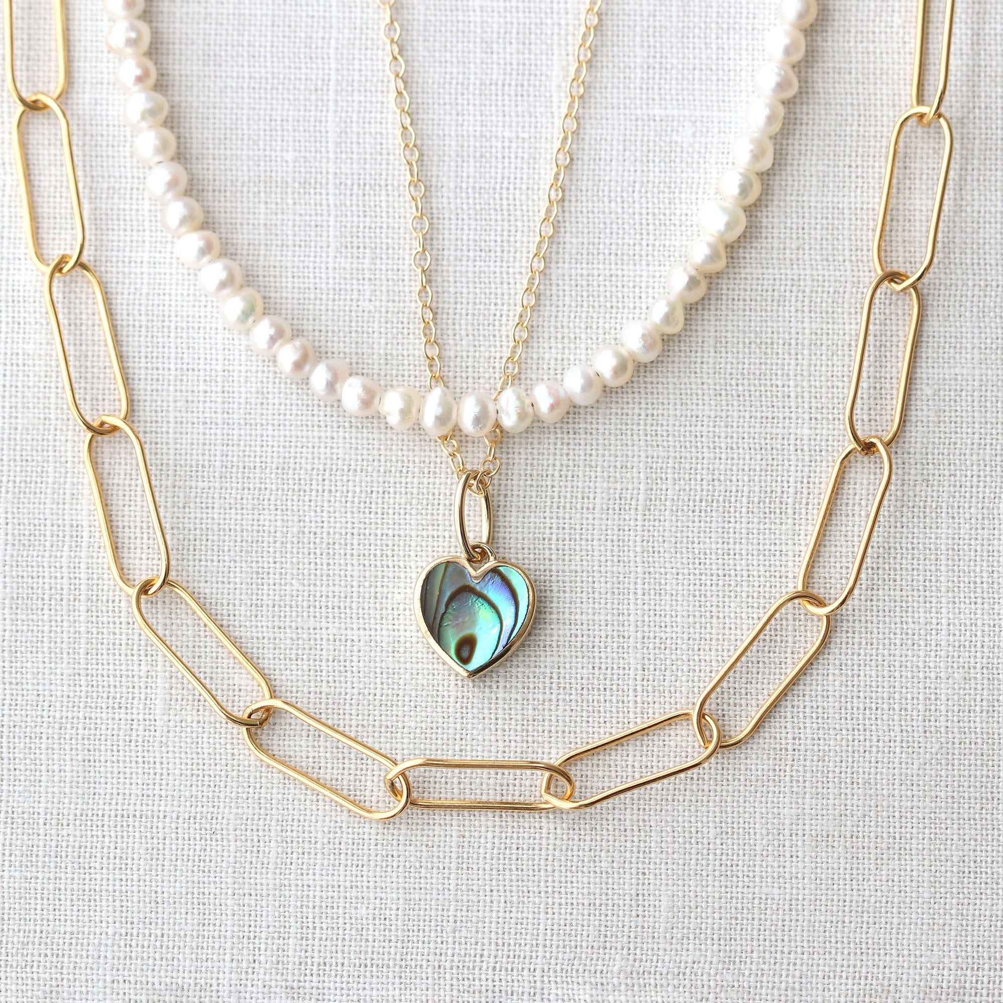 Abalone Heart Charm Necklace
