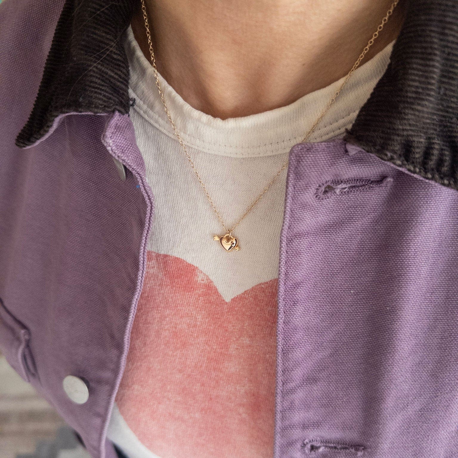 Heart with Arrow Charm Necklace