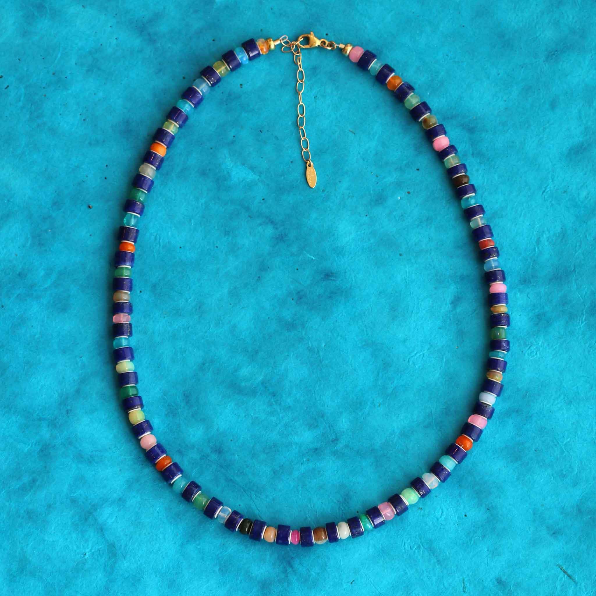 Blue Lapis & African Opal Beaded Necklace