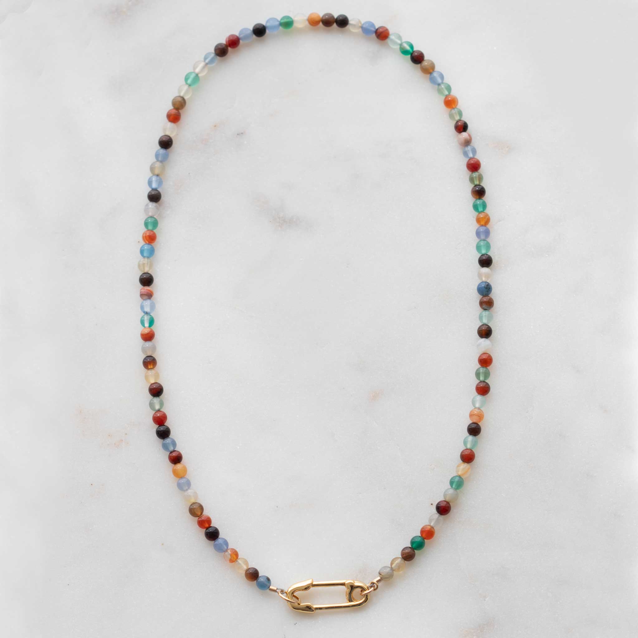 Mixed Agate Beads & Safety Pin Necklace – kris nations