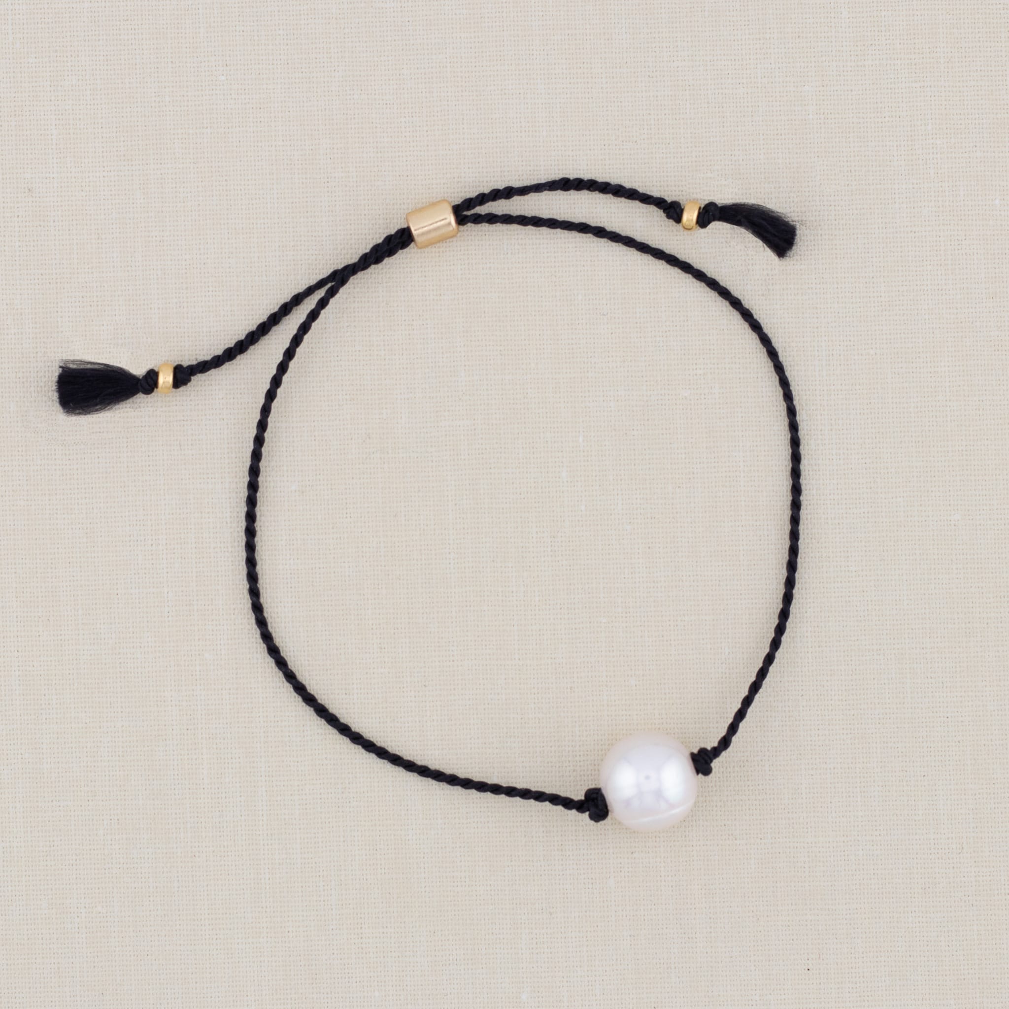 Freshwater Pearl and silk bracelet with slide closure (multiple color options)