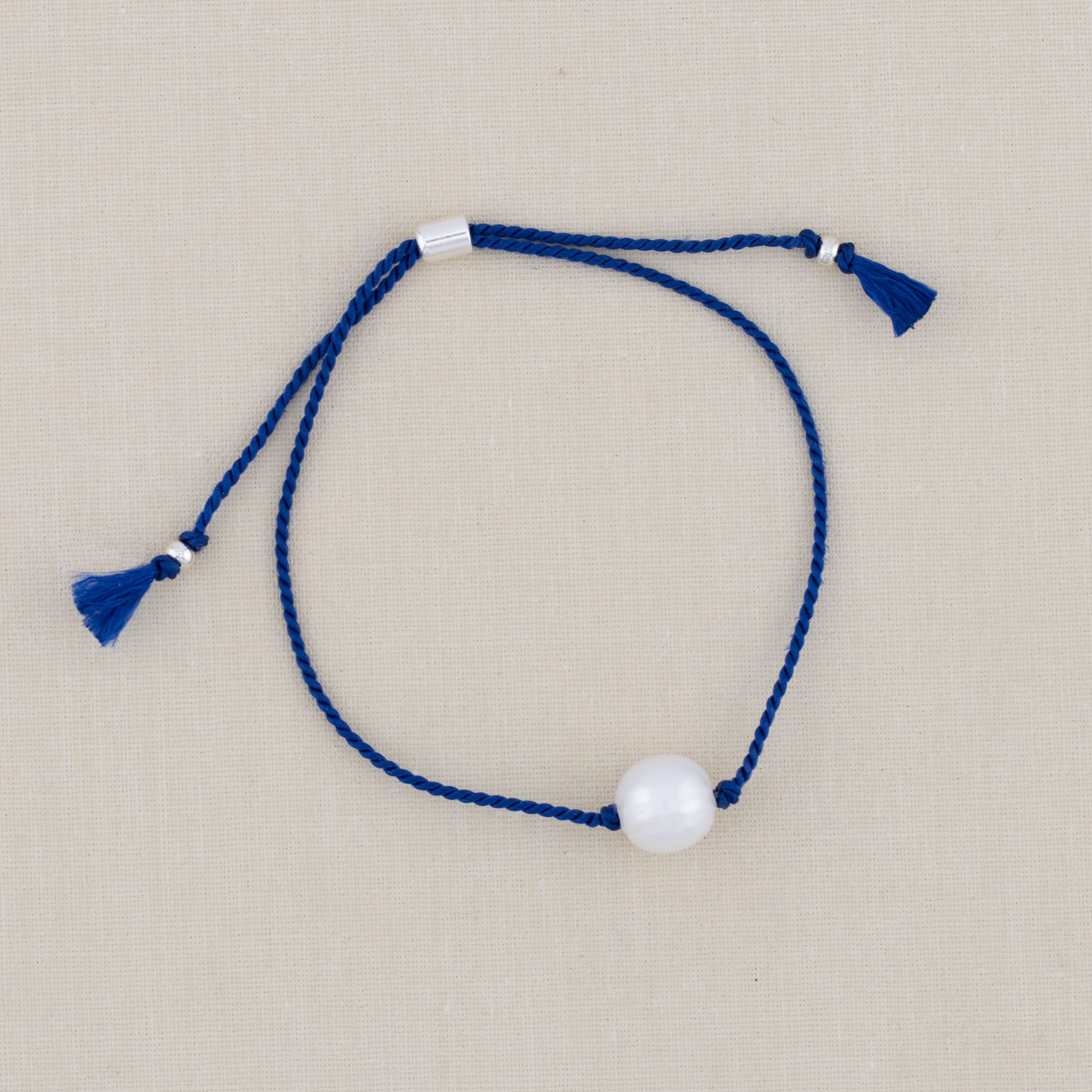 Freshwater Pearl and silk bracelet with slide closure (multiple color options)