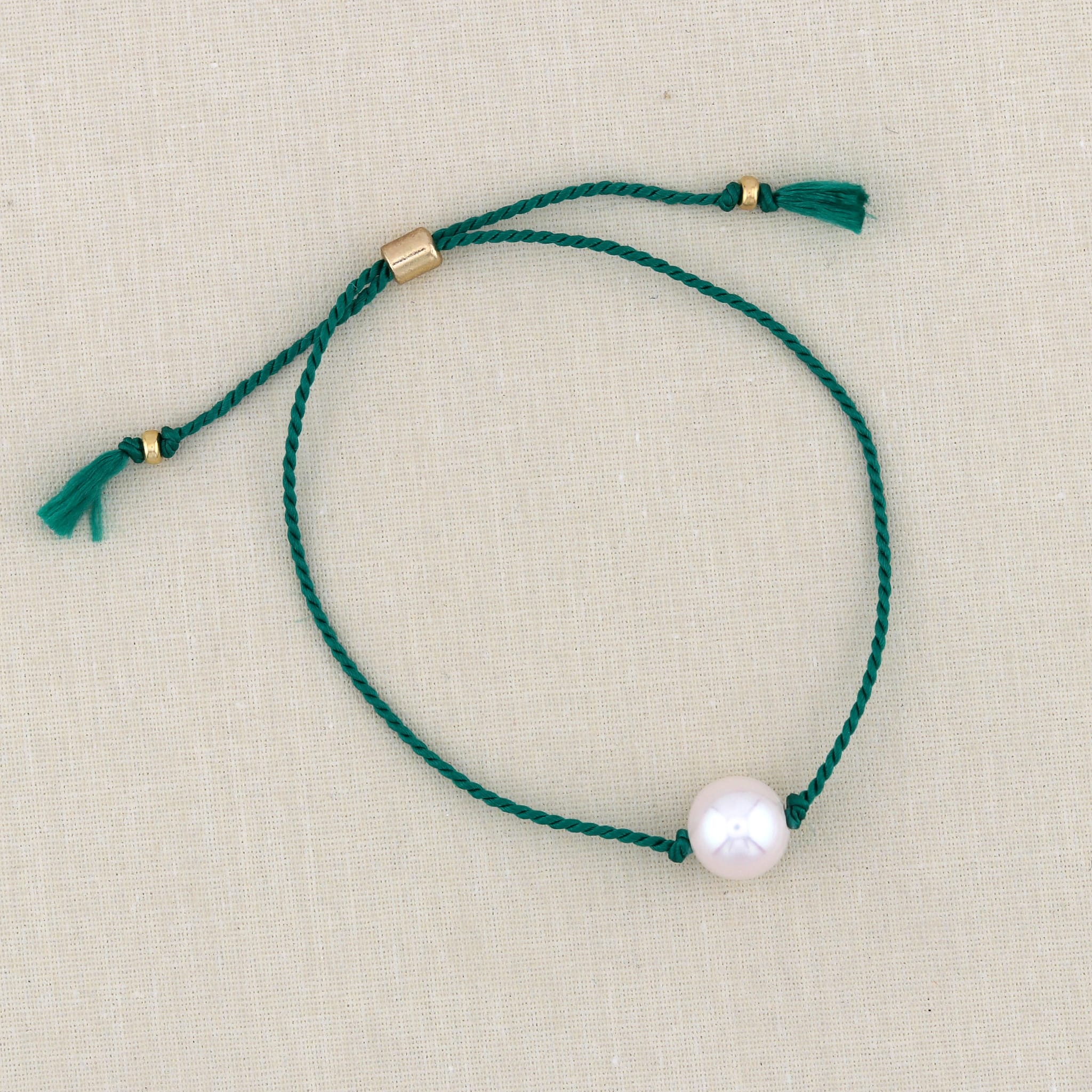 Freshwater Pearl and silk bracelet with slide closure (multiple color options)